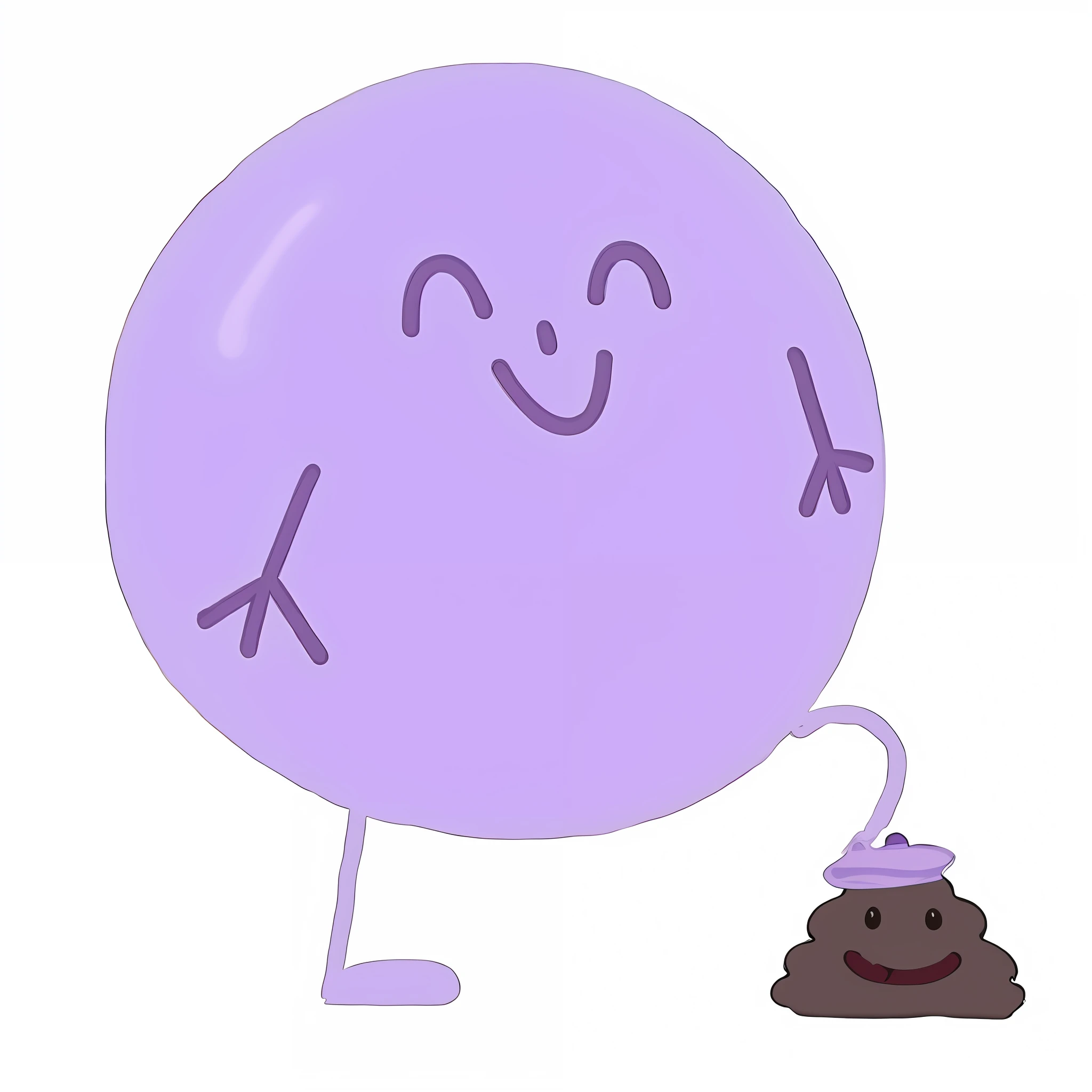 purple balloon with a smiley face and a poop face, blob anime, lumpy skin, holding a balloon, blob, cute character, poop, fleshy person with extra limbs, poofy, some purple, bubblegum body, absurdist wiggly blob in a dress, made of liquid purple metal, a friendly wisp, omori, a character based on a haggis
