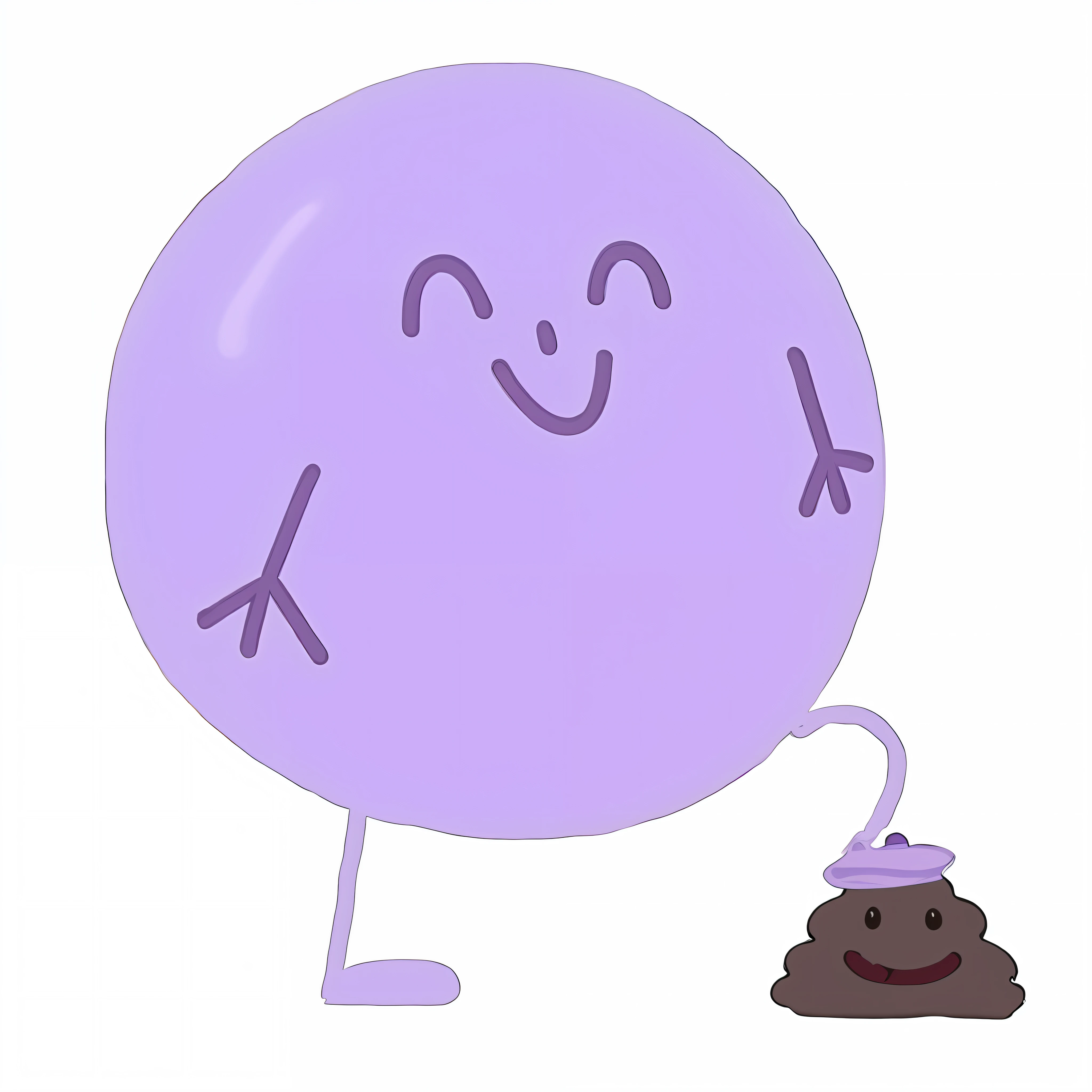 purple balloon with a smiley face and a poop face, blob anime, lumpy skin, holding a balloon, blob, cute character, poop, fleshy person with extra limbs, poofy, some purple, bubblegum body, absurdist wiggly blob in a dress, made of liquid purple metal, a friendly wisp, omori, a character based on a haggis