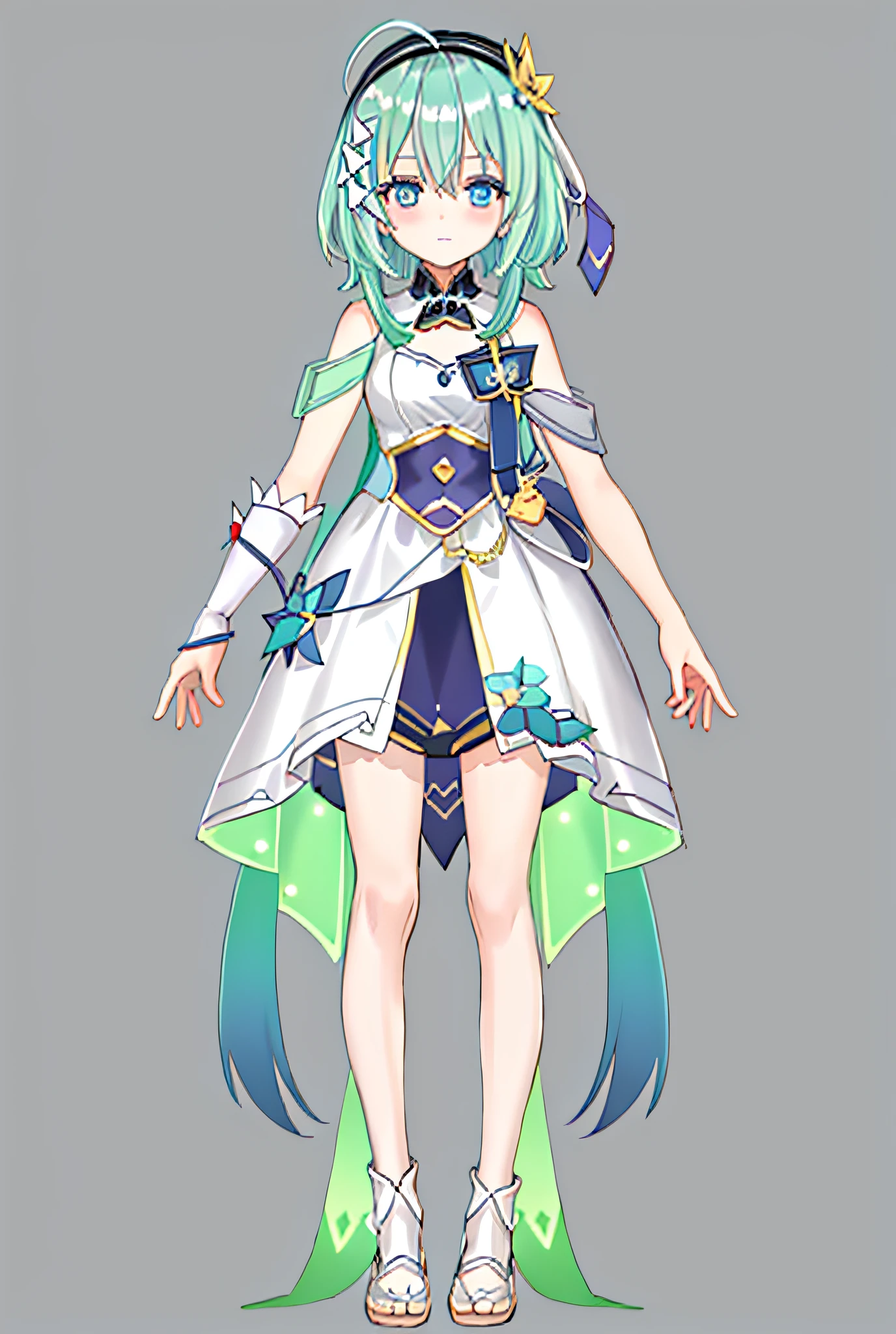 Close-up of a man in a dress, cute anime Huaifu wearing a beautiful dress, moon themed costume, full body adoptable, beautiful anime character design, clear costume design, astral witch costume, costume design, rem rezero, anime full body illustration, ArtStation pixiv trend, blue accent costume, anime vtuber full body model, UHD, retina, masterpiece, ccurate, textured skin, anatomically correct, super detail, award winning, best quality, high details, high quality, highres