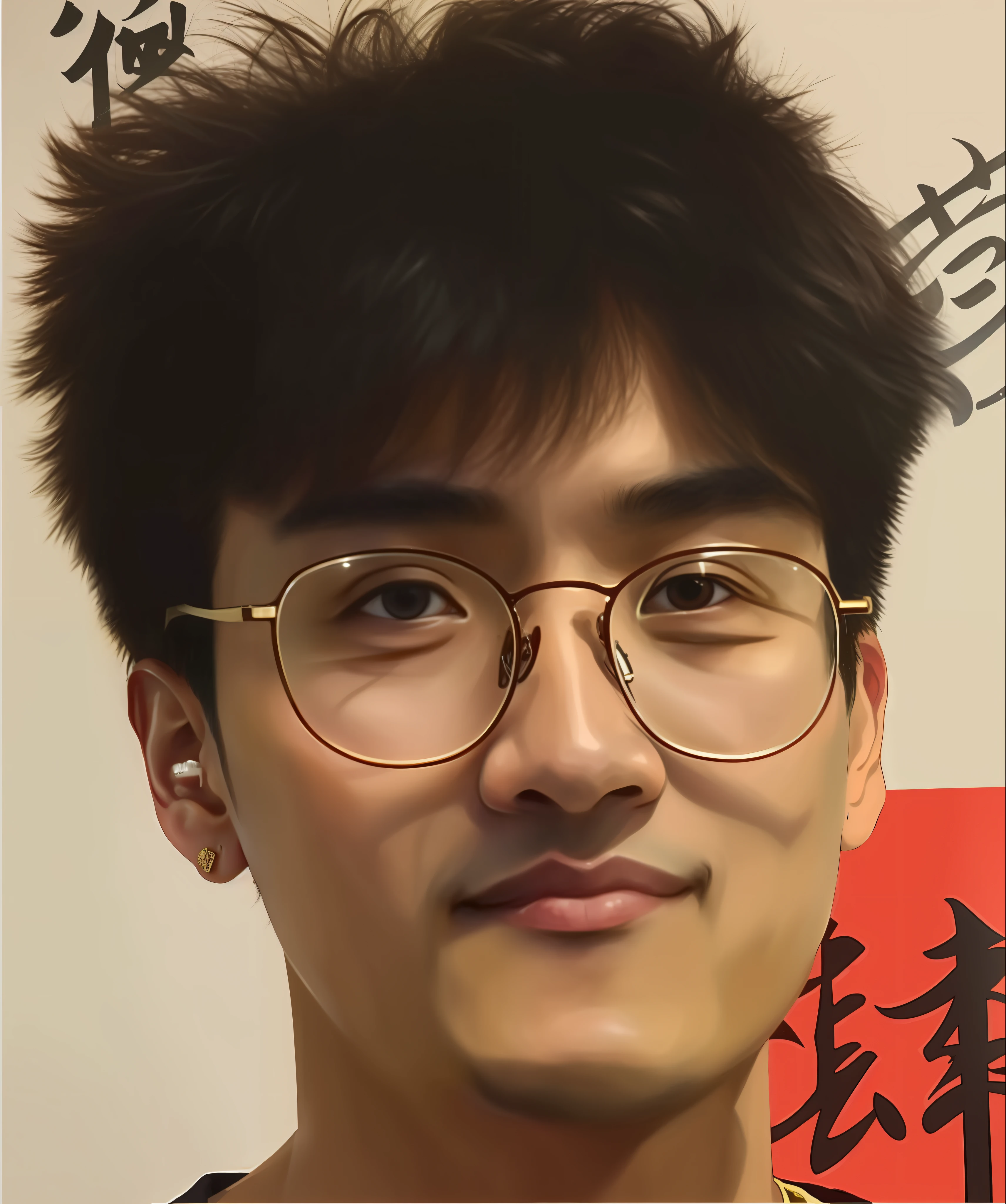 arafed asian man with glasses and a black shirt, cai xukun, yanjun chengt, li zixin, xintong chen, yihao ren, pengzhen zhang, qichao wang, he has an elongated head shape, longque chen, jinyiwei, wenjun lin, xiaofan zhang, qifeng lin, huifeng huang