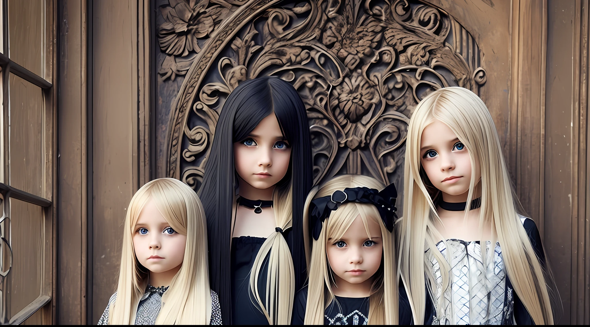 GIRLS CHILDREN, BLONDES WITH VERY LONG STRAIGHT HAIR GOTHS