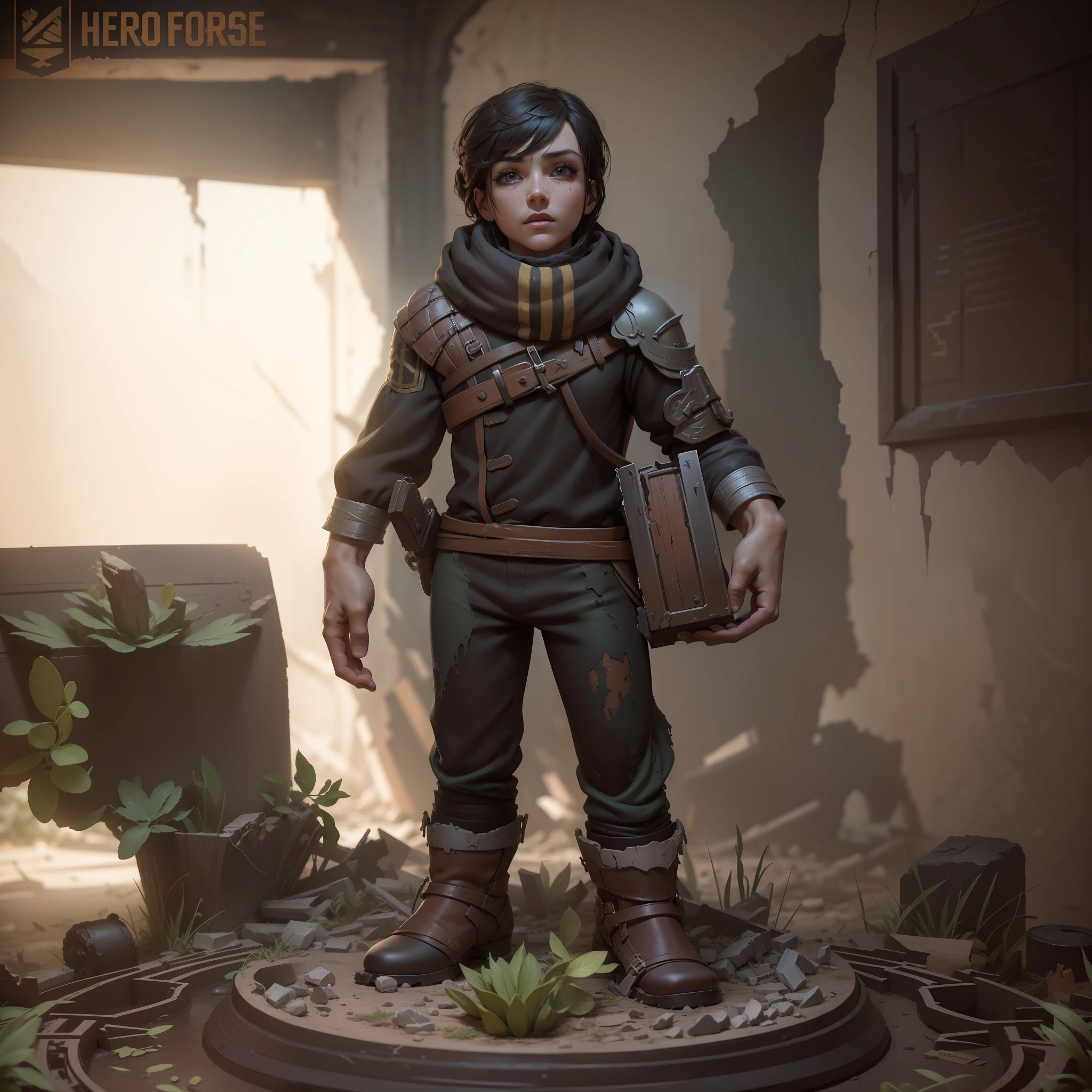 A painted miniature, in a lost ruin, Pmini style, character design, studio lighting, (extremely detailed 8K wallpaper), intricate, high detail figurine, sharp focus, dramatic and photorealistic art --auto --s2