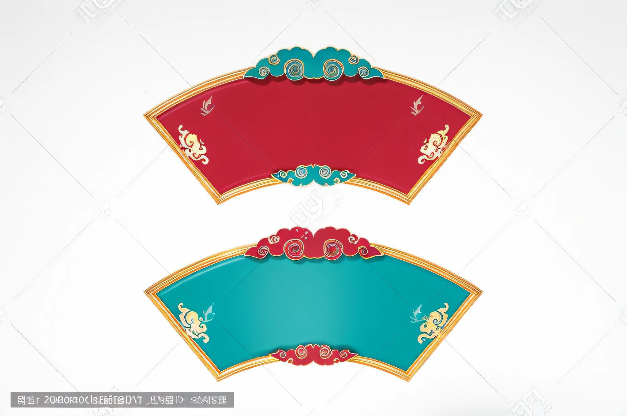 a pair of red and blue banners with gold borders, ancient chinese ornate, chinese style, ancient china art style, colorful signs, traditional chinese, traditional chinese textures, art decoration, signboards, eastern art style, turquoise and venetian red, baroque frame border, color illustration, decorative frame, cloth banners, red banners, classical ornament, red and teal color scheme