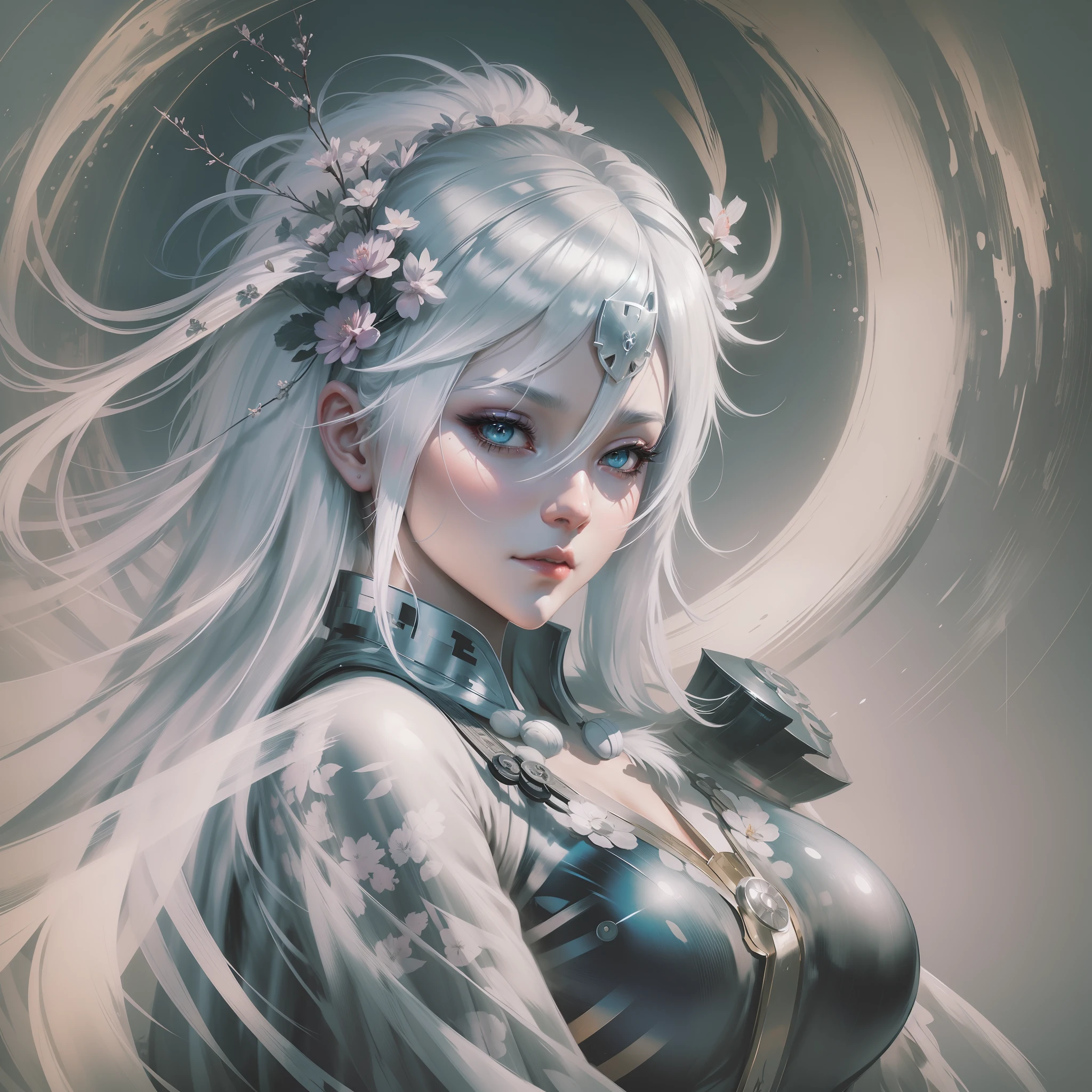 a close up of a woman with white hair and a white mask, beautiful character painting, guweiz, artwork in the style of guweiz, white haired deity, by Yang J, epic exquisite character art, stunning character art, by Fan Qi, by Wuzhun Shifan, guweiz on pixiv artstation