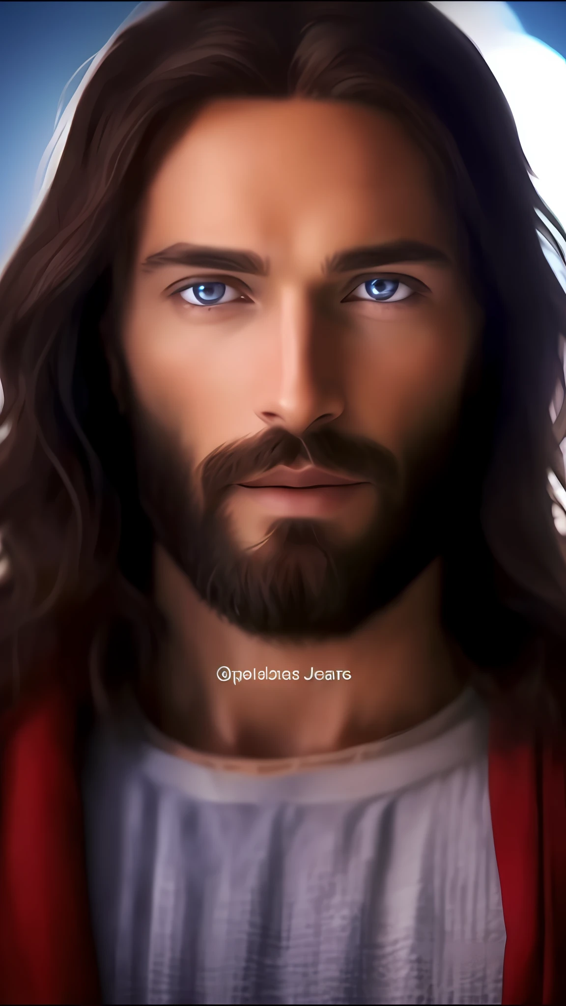 Jesus with blue eyes and long hair, Jesus Christ, face of Jesus, Jesus, Jesus Gigachad, Portrait of Jesus Christ, Jesus Christ in Mass Effect, Jesus of Nazareth, absolutely exceptional image, ultra realistic image, beautiful image, Christian, Lord, your eyes look wise, beautiful image already created, 8k, digital art., ultra realistic!!! --auto --s2