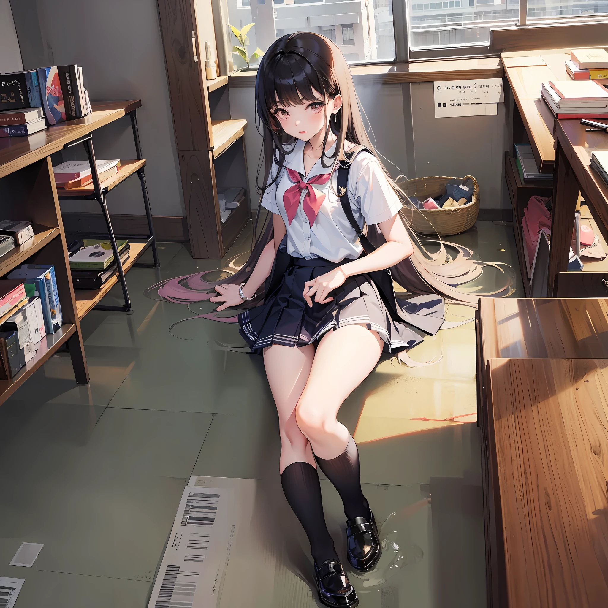 embarrassing korean girl, Kana Hashimoto, girl, skirt, collapsed, panties, surreal, photo, sunlight, cute, small, human, full body, masterpiece, skirt up --auto --s2