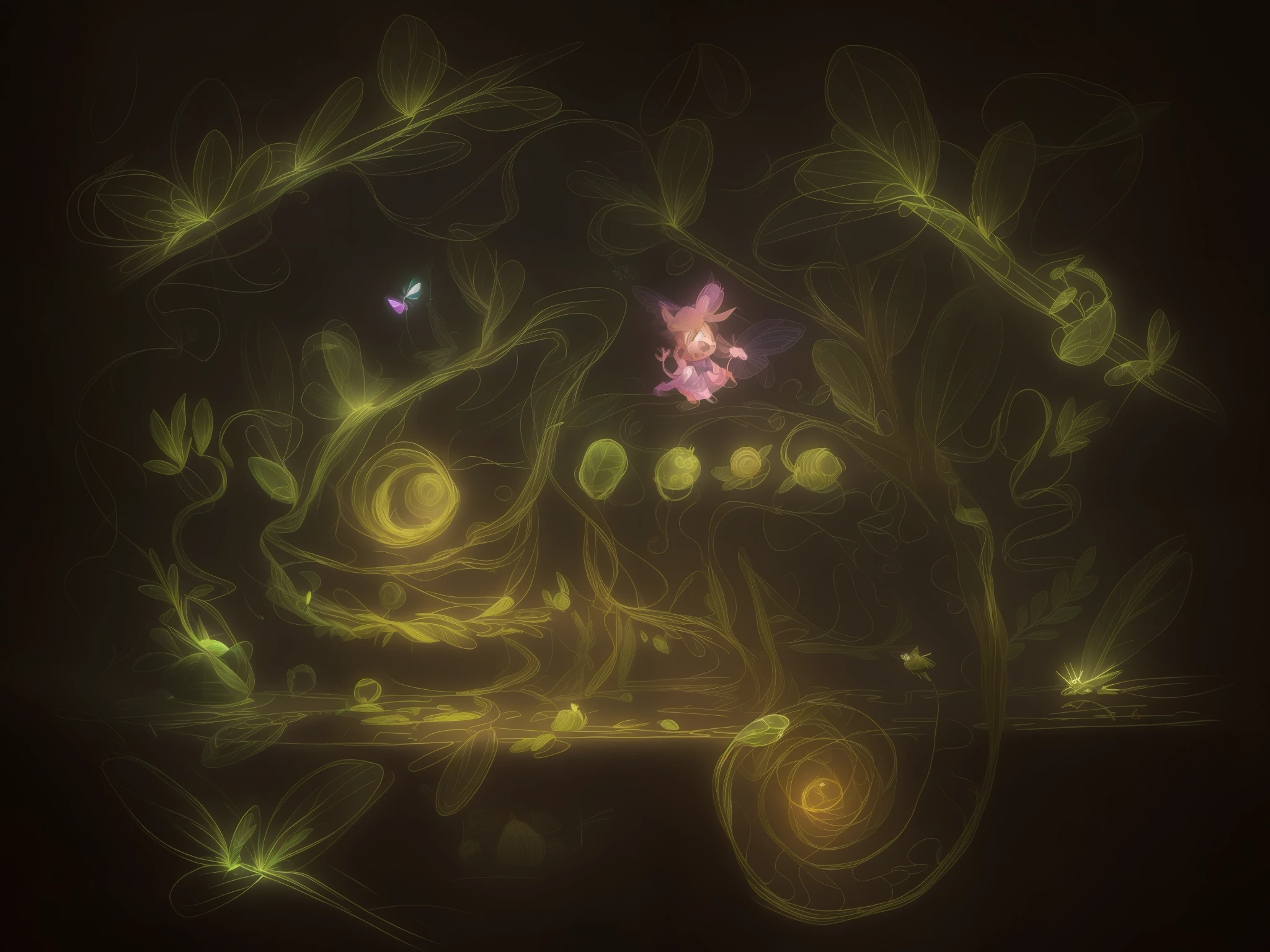 坐在树枝上的变色龙，上面有一个小王子挥舞着星星法杖， surrounded by glowing plants, flowers, flying fireflies, bonfires, Ultra detailed, aesthetic, beautiful composition, rich bright colors, volumetric soft light. Inspired by Alice in Wonderland, magic, fairy tales. unreal Engine, octane render, cuteness render, 3d rendering, Adobe Photoshop, awe inspiring, beautiful, cute