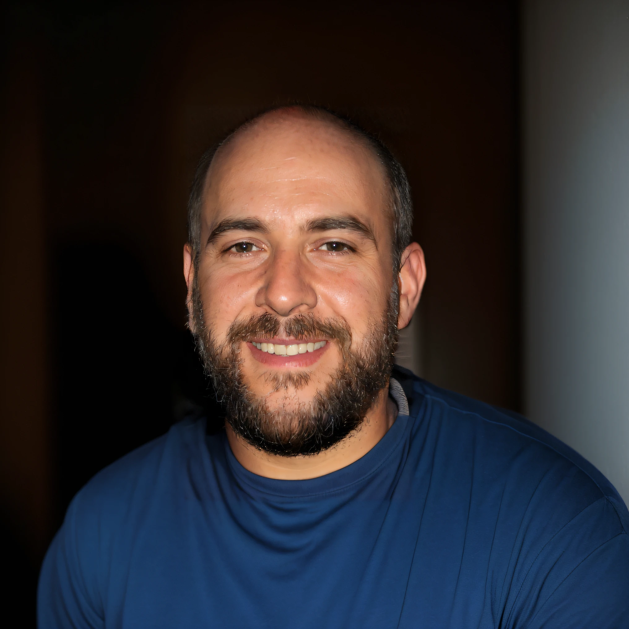 arafed man with a beard and a red shirt smiling, taken in the late 2010s, brett goldstein, demna gvasalia, detailed zoom photo, stefano brunesci, taken in the early 2020s, headshot profile picture, michael vicente, taken in the late 2000s, gaspar noe