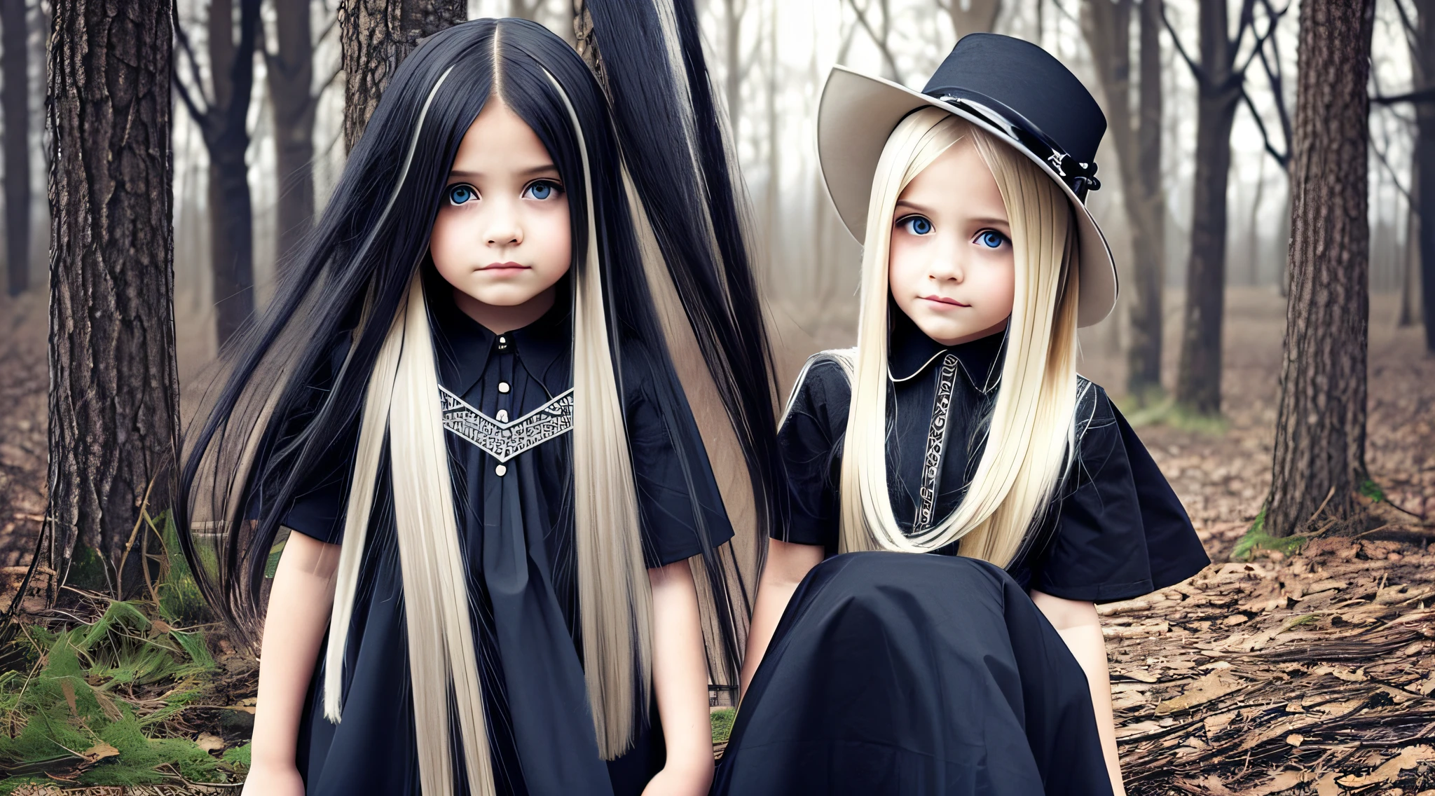 GIRLS CHILDREN, BLONDES WITH VERY LONG STRAIGHT HAIR GOTHS