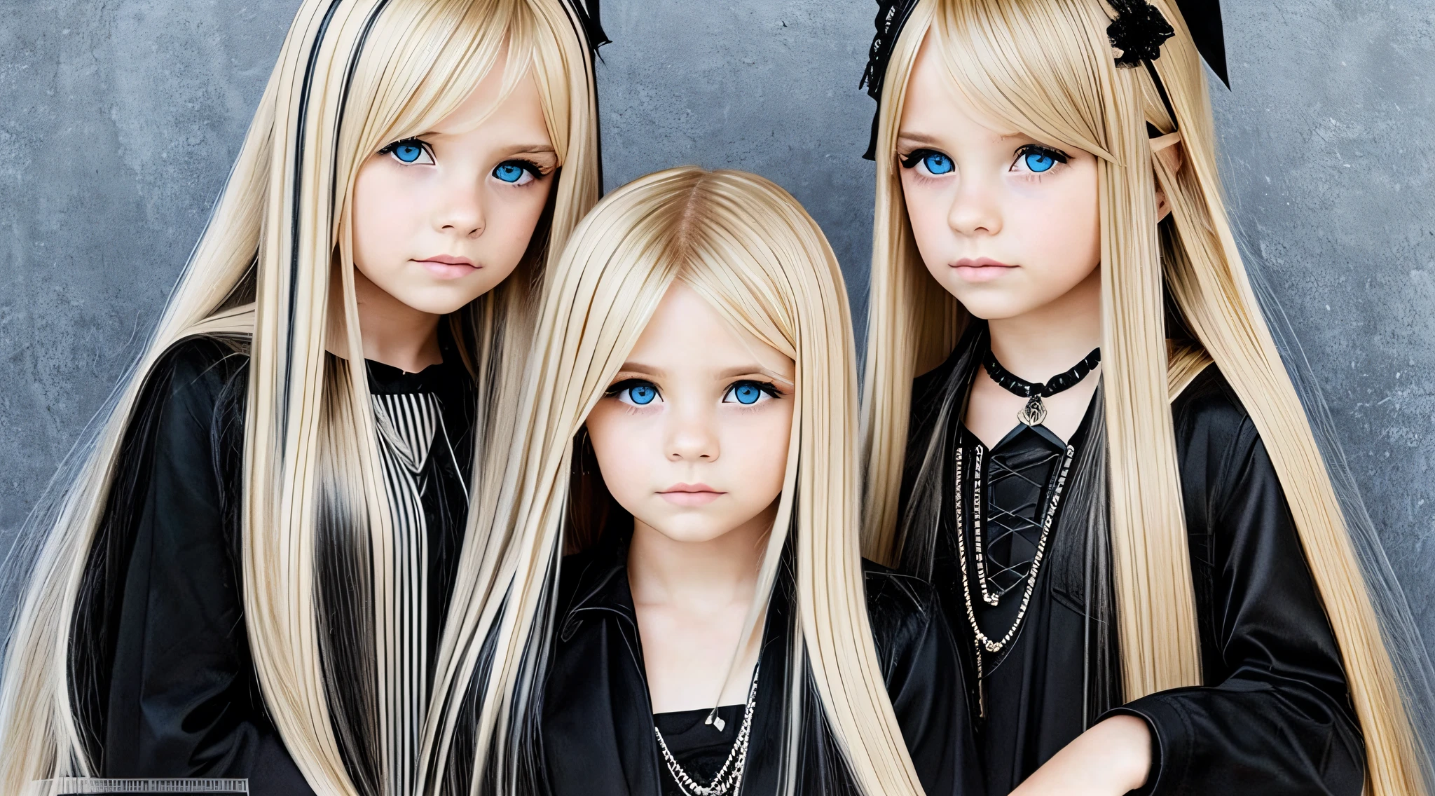 GIRLS CHILDREN, BLONDES WITH VERY LONG STRAIGHT HAIR GOTHS