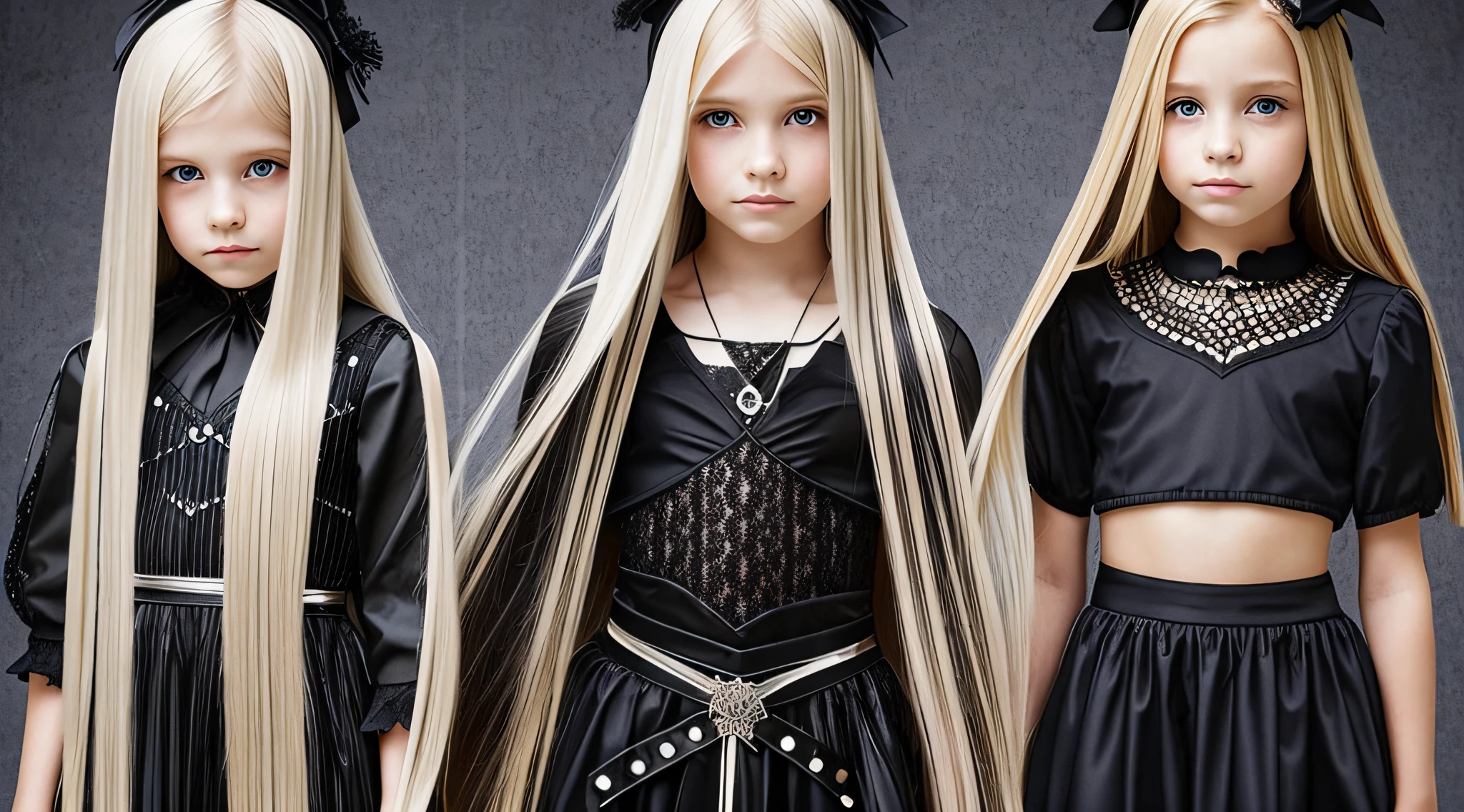 GIRLS CHILDREN, BLONDES WITH VERY LONG STRAIGHT HAIR GOTHS