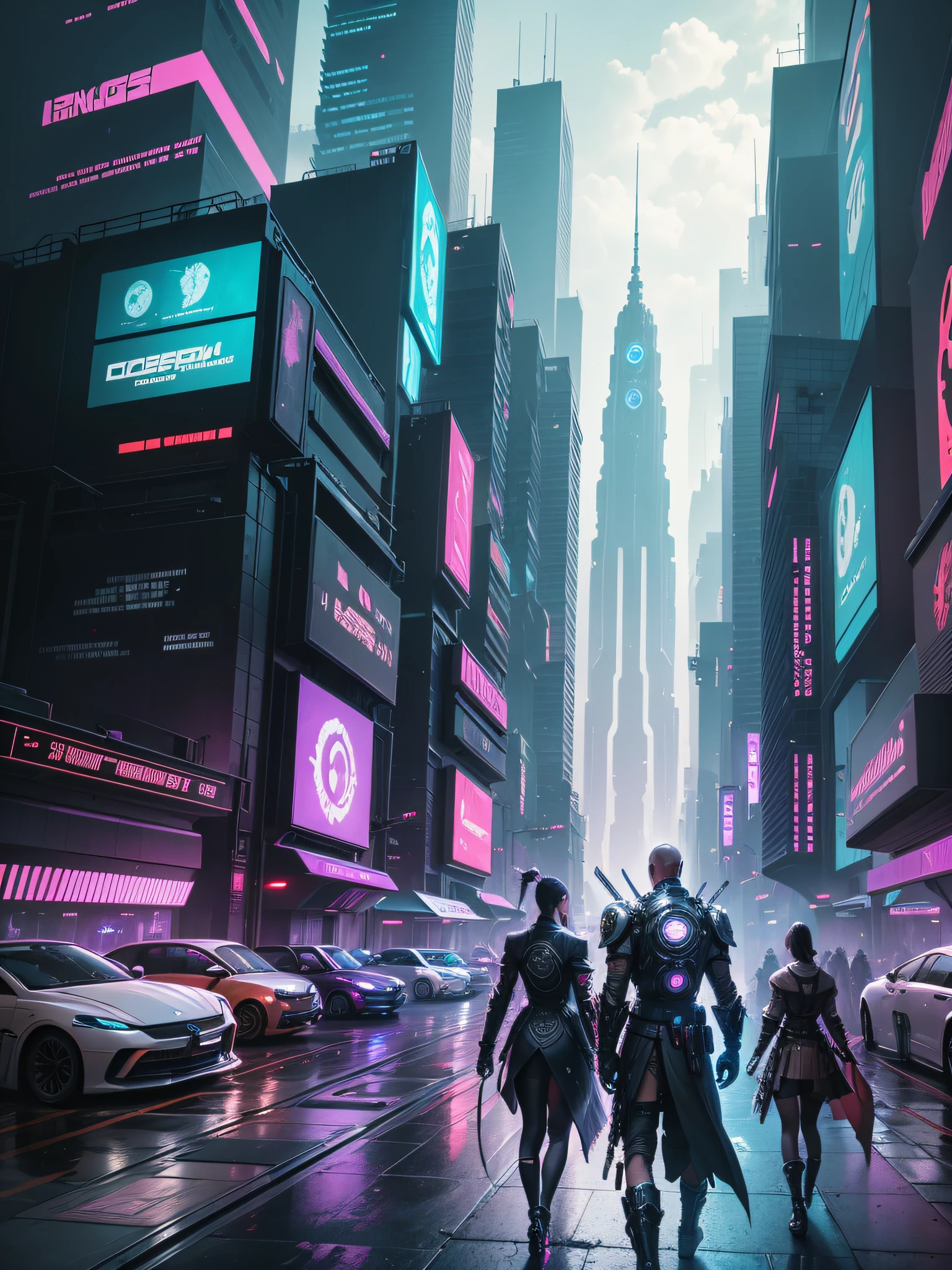 futuristic city, cyberpunk, violence, decadence, futuristic society, landscape --auto --s2