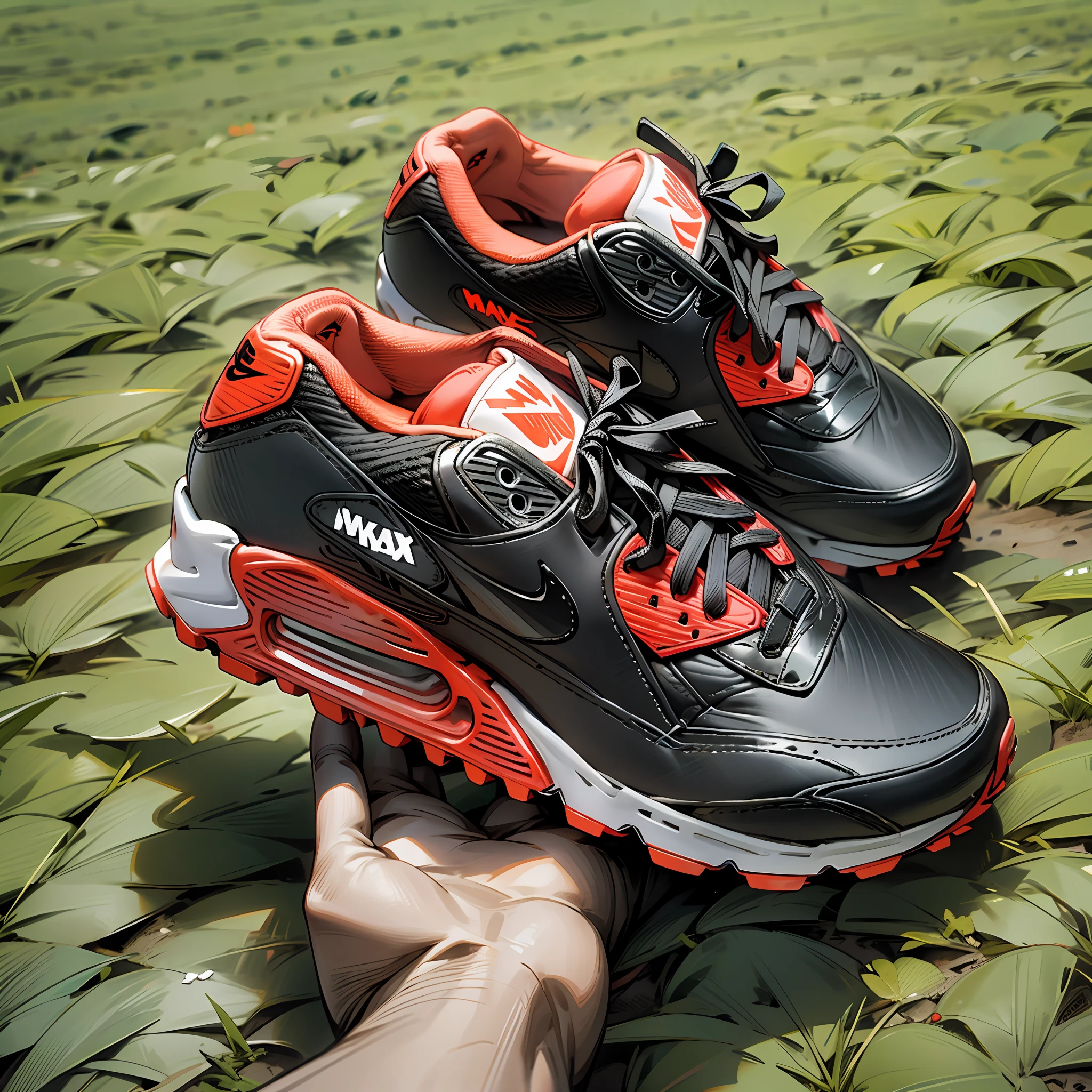 Nike sneakers model air max 90 black with red, 18-year-old doing outdoor sport --auto --s2