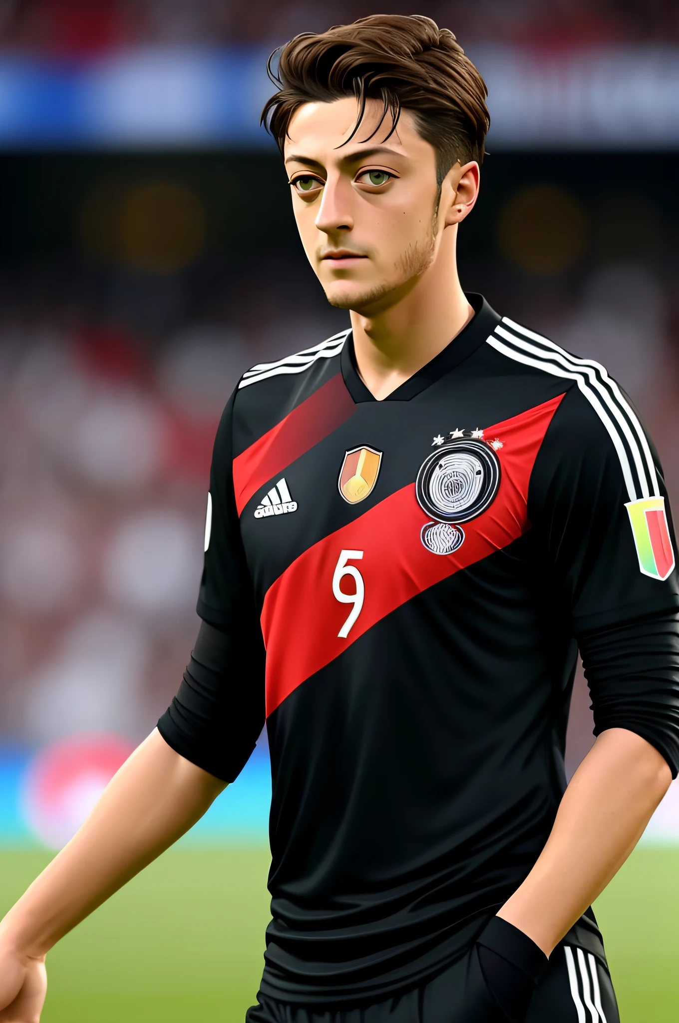 Mesut Ozil, Jultra Realistic Germany shirt on the field,looking at the camera