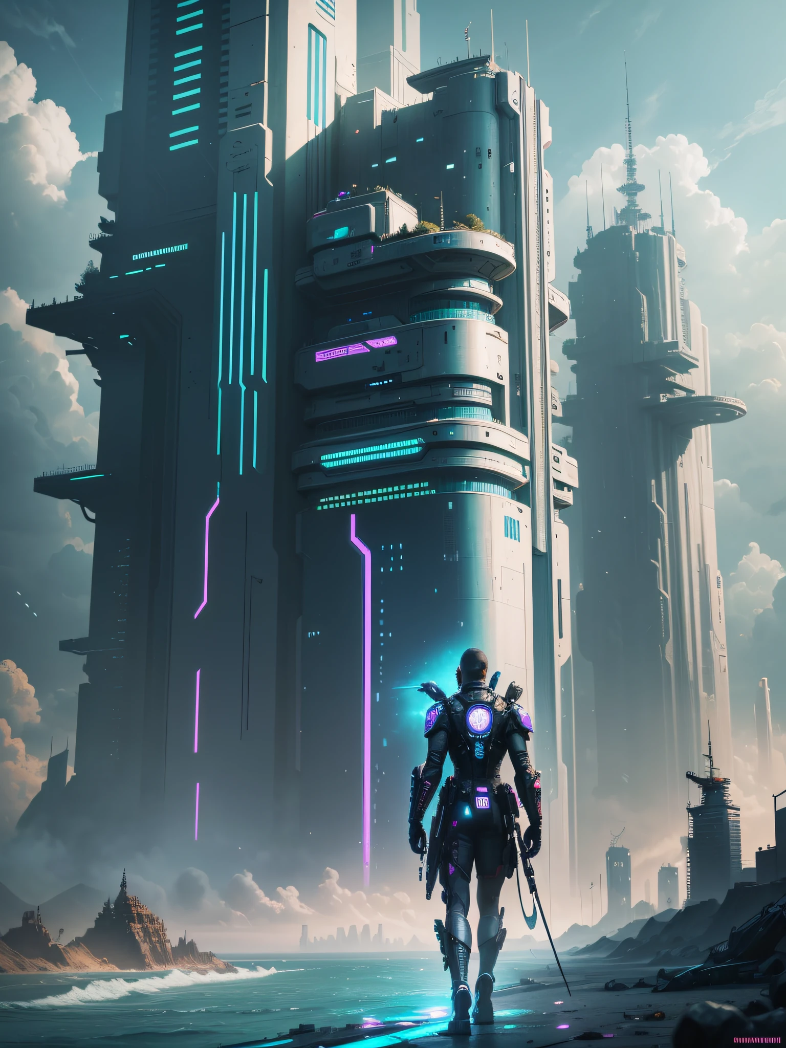 futuristic city, cyberpunk, violence, decadence, futuristic society, ocean