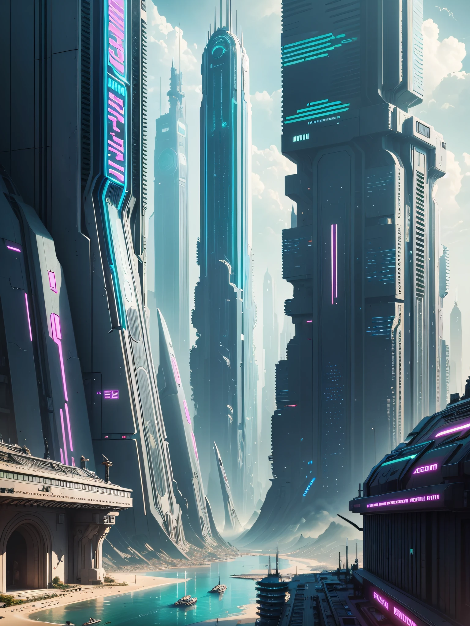 futuristic city, cyberpunk, violence, decadence, futuristic society, ocean