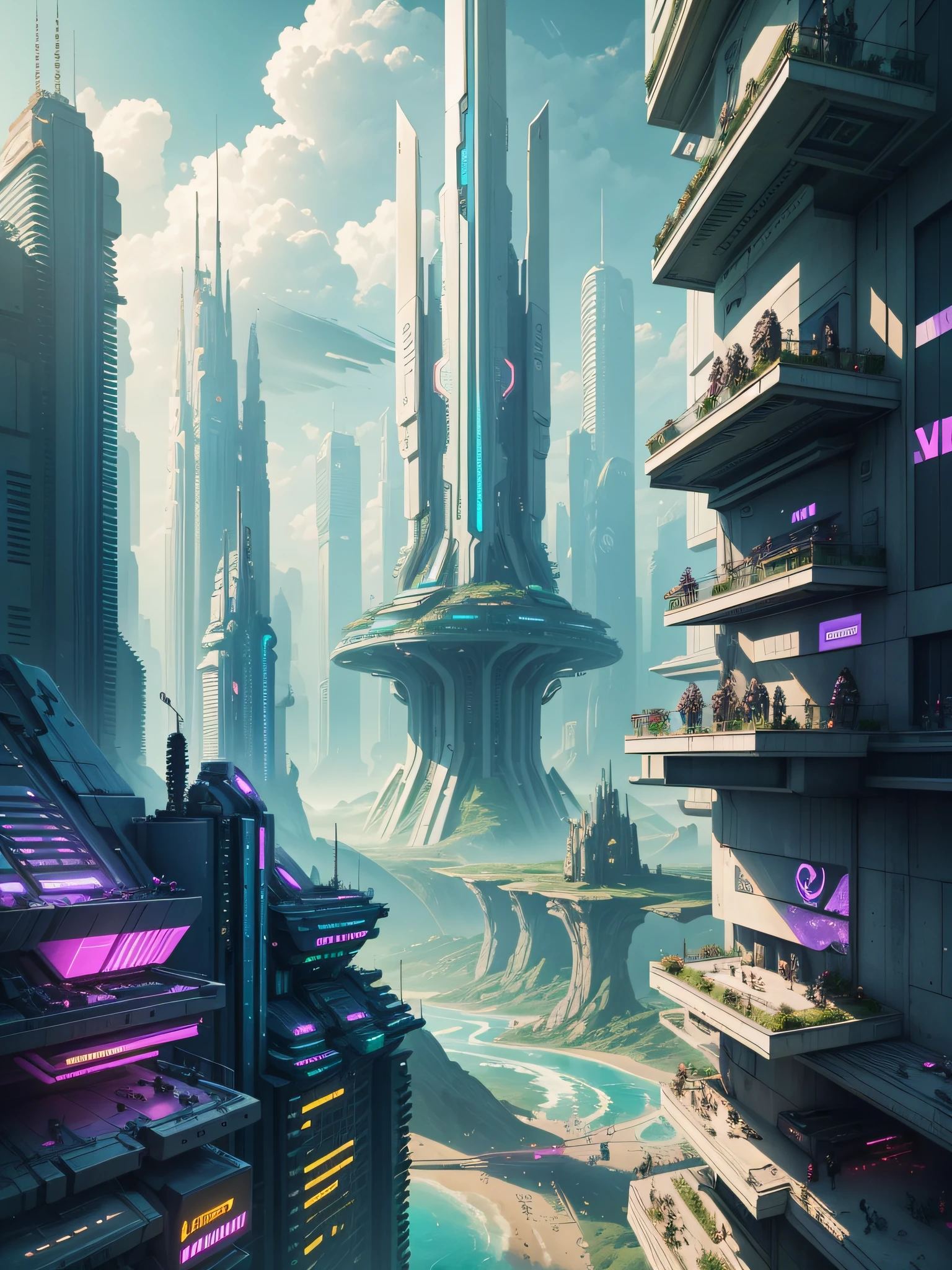 futuristic city, cyberpunk, violence, decadence, futuristic society, ocean