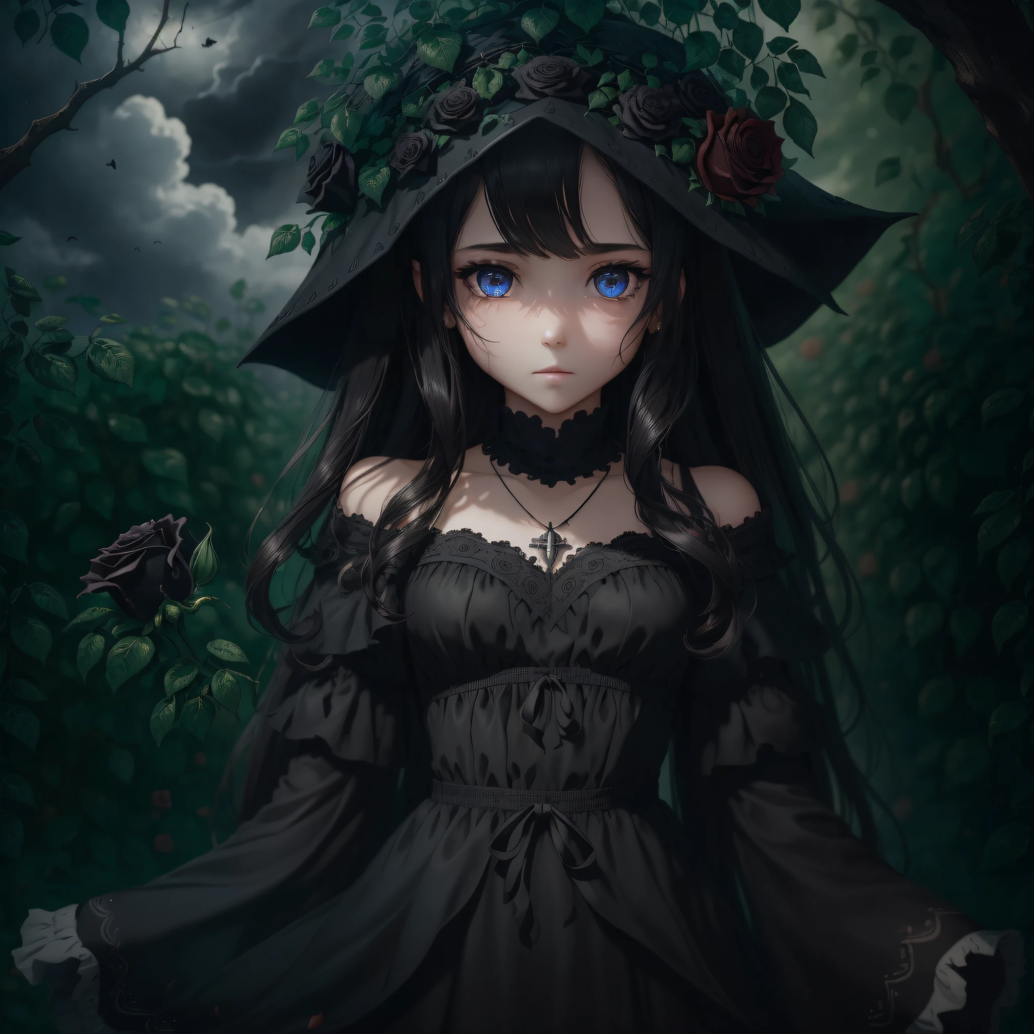 (((Masterpiece)), ((Best Quality))), ((Ultra Detailed)), ((Inset)), ((Black Long Straight)), Lens Hare, Depth of Field, Baby, Purple Eyes, Brunette Hair, Gaze, Chiffon Dress, Hair Flower, Cross Necklace, flat_chest, {{{Masterpiece}}, {{{Best Quality}}, Illustration, {{Beautiful Detail Girl}}, {{Black Magic}}, Solo, ((Beautiful Detail Lighting))), Beautiful Detail Eyes, ((((((black long straight))))),{{{Beautiful detail dress}}},midriff,{{girl}}},(((Dark side))))),{{{{Bust}}},{{{watercolor_(medium)}}}}},All Black Bloomers,Flowers,Hollow Eyes,Hollow Night,Hollow Knight,{{{{Chain}}}}}},Dark Souls,Deep Sea Ship,Deep Darkness,Darkness,{{{Girl}}}}},{{{{ Small Tits}}}, Death Garden, {{{{Emotionless Eyes}}}}, {{{Cthulhu}}}, ((extremely detailed dark clouds)))), {{{Very detailed CG Unity 8k wallpaper}}}, (((Very detailed face)))), (Jitome))), (dark_persona)))), {{ruins}}, {{{{beautiful tailing shadow}}}, ((roses)), (vines), blood, ((sketches)), (painting), red rope, ((sketch)), (painting) --auto --s2