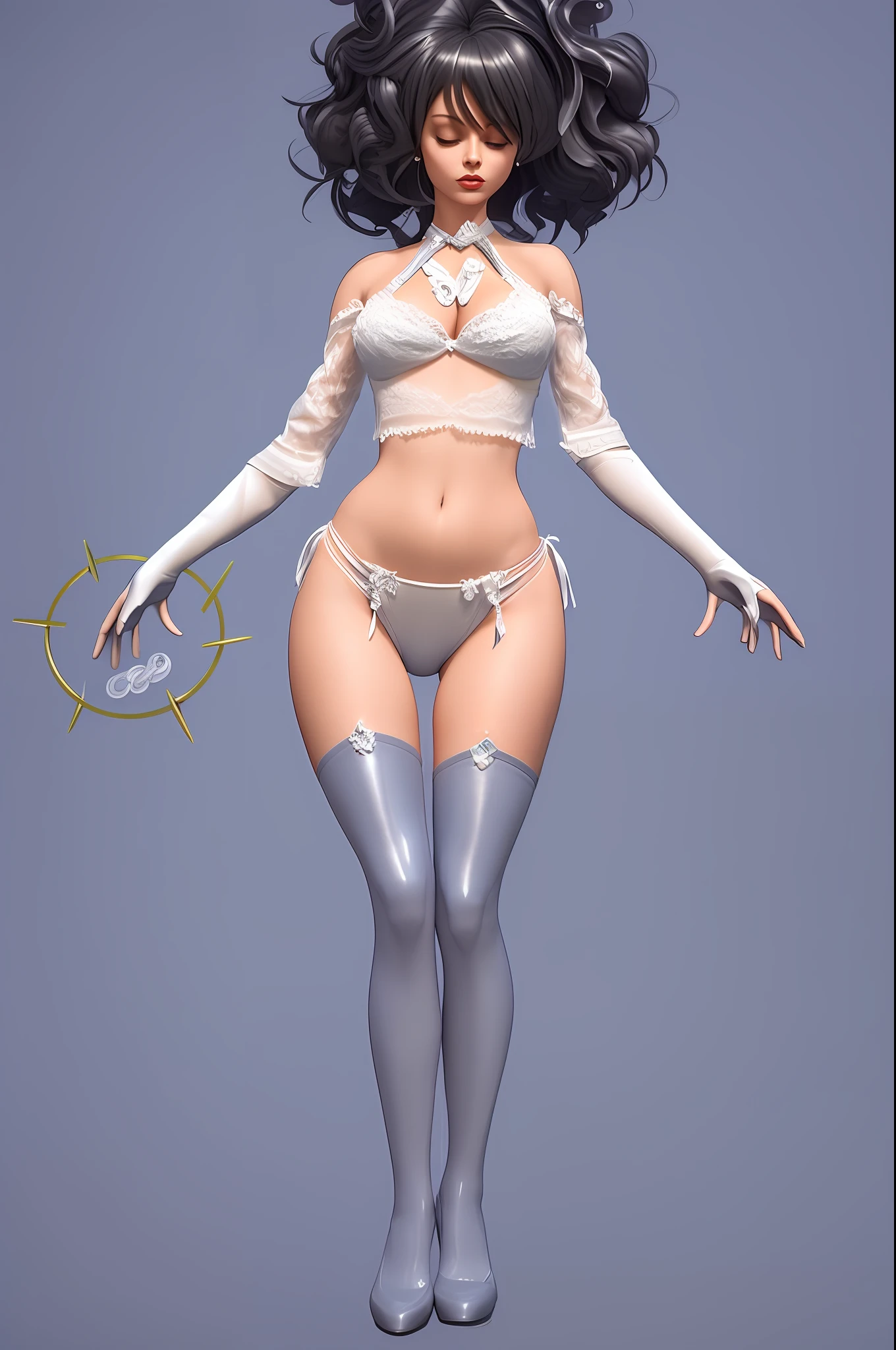 a woman in a white lingersuit and stockings is flying, full body cgsociety, divine render, cgsociety 9, octante render, hyperdetailed fantasy character, soft 3d render, cgsociety masterpiece, digital fantasy character, daz 3 d, daz 3d, daz3d, 3 d render character art 8 k