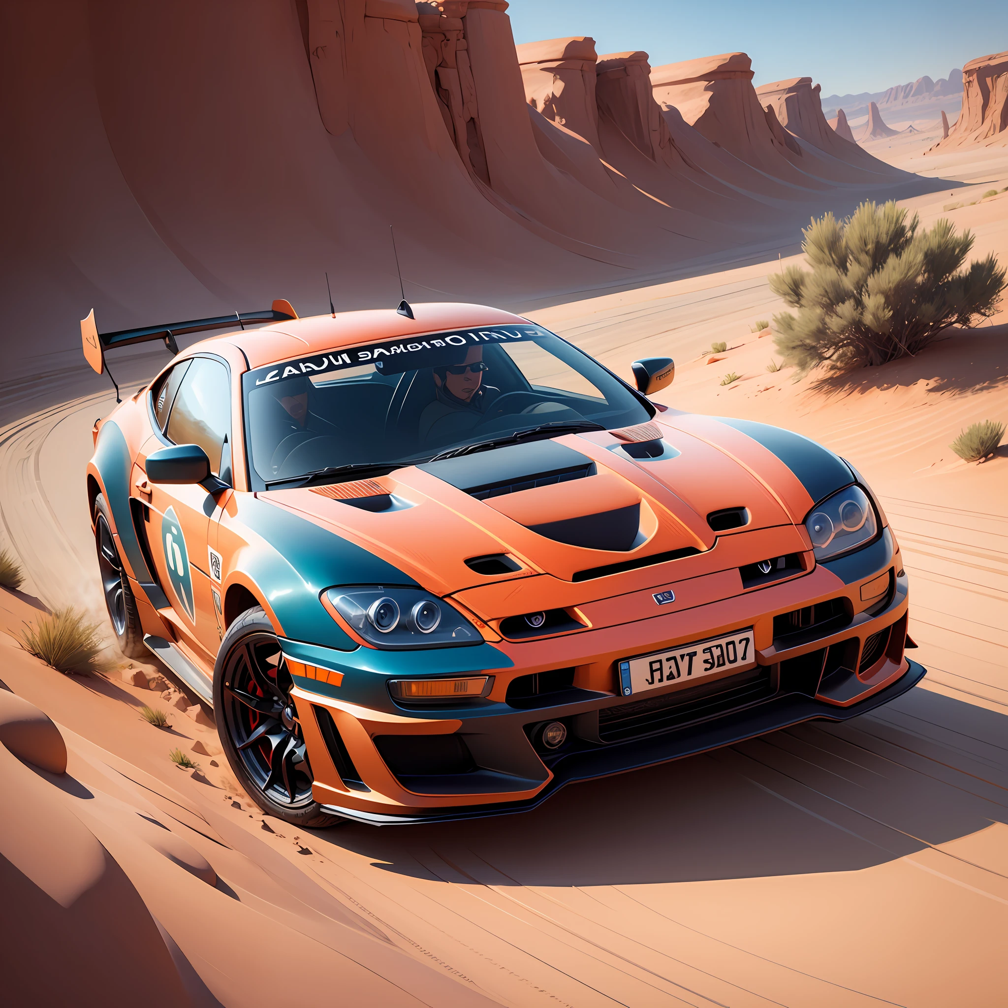 sports car in desert, vibrant, 8k, line art style, t-shirts, Arabic calligraphy --auto --s2