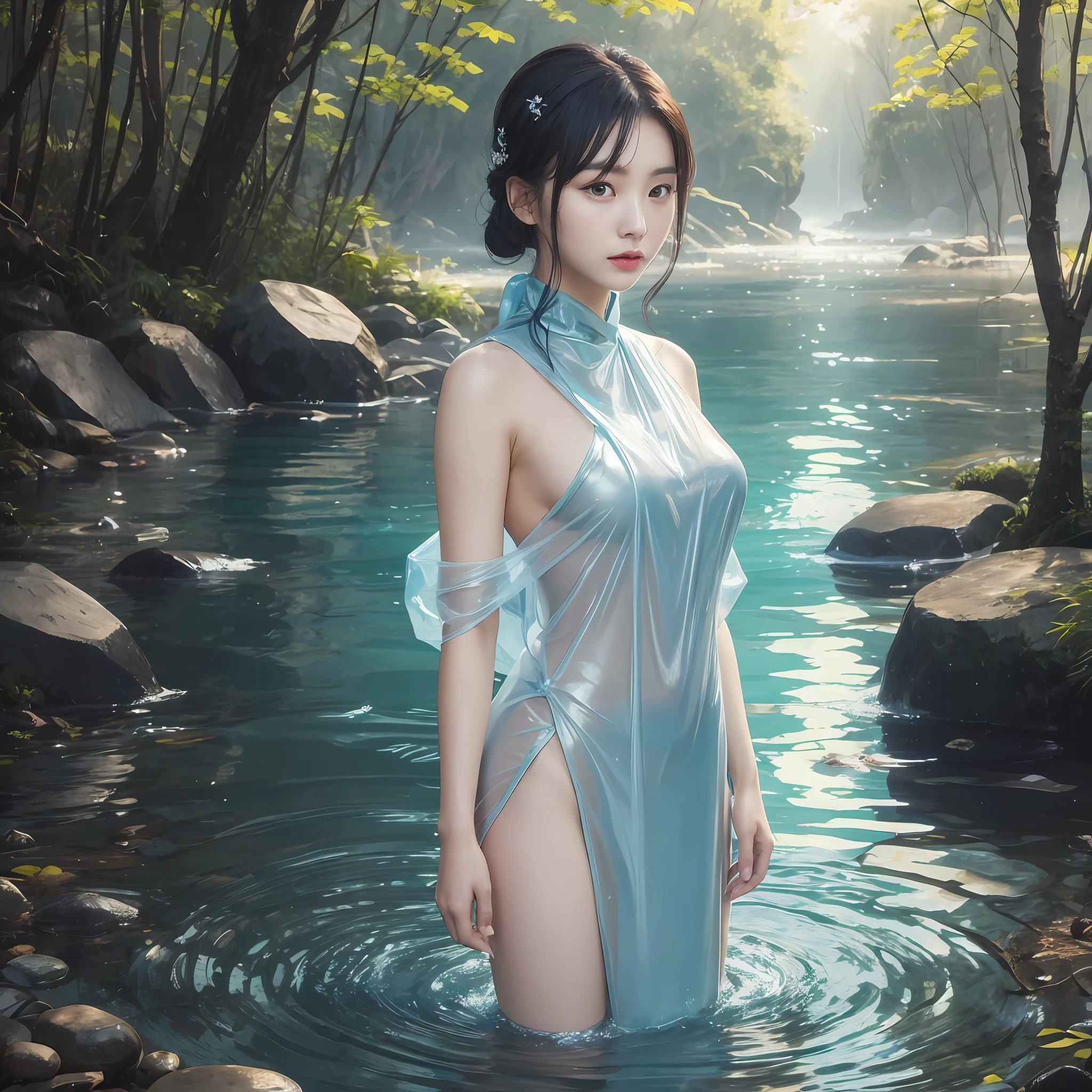 Woman Standing In Water with a Lot of Water, Jin Young Shin, Naked (Light Blue Garbage Bag: 1.3), Chang Han, Portrait of Korean Female Idol, Choi Hong-hwa, Beautiful Korean Woman, Jae Young Nam, Korean Female Fashion Model, Gorgeous Young Korean Woman, Beautiful Young Korean Woman, Lee Lee Ji-eun as a Super Villain, Realistic. Chen Yi --auto --s2