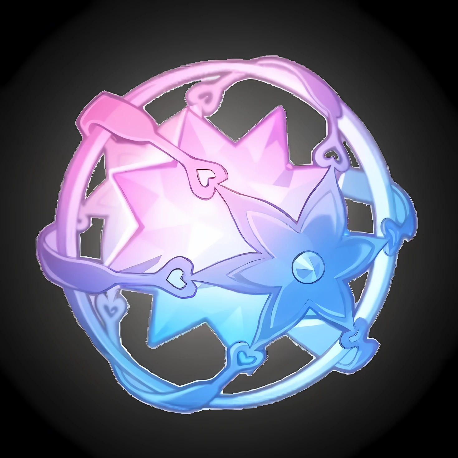 a close up of a star and a flower in a circle, fantasy game spell symbol, magic gem, magic spell icon, changelingcore, crystal nodes, fantasy game spell icon, ability image, magical artifact, ultima moongate, arcane art style, magical items, ethereal essence, celestial aura, ajna chakra, star guardians, arcane style bomb, intertwined fate