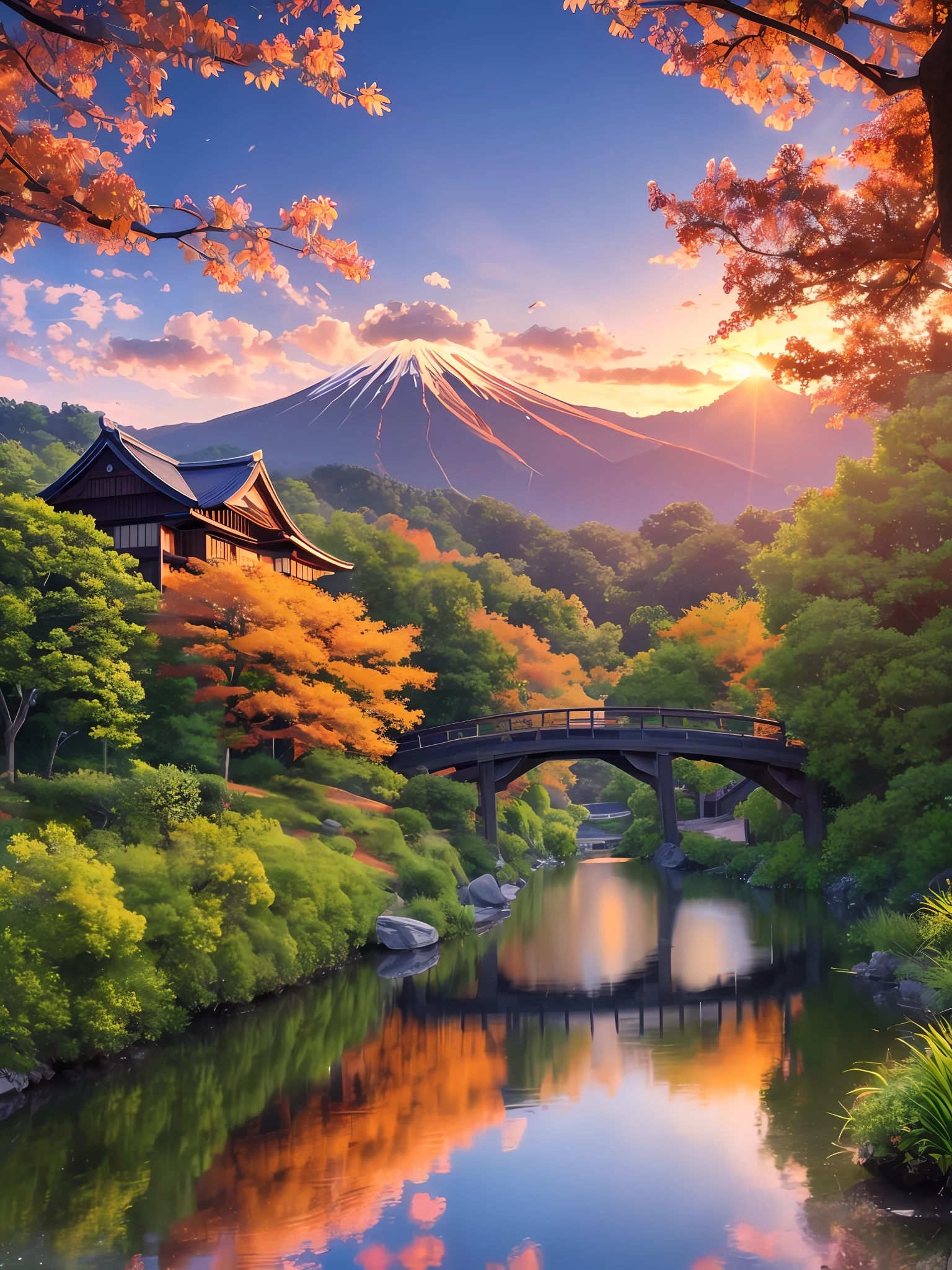 Nature is beautiful in Japan, sunset light, realistic, 8k --auto --s2