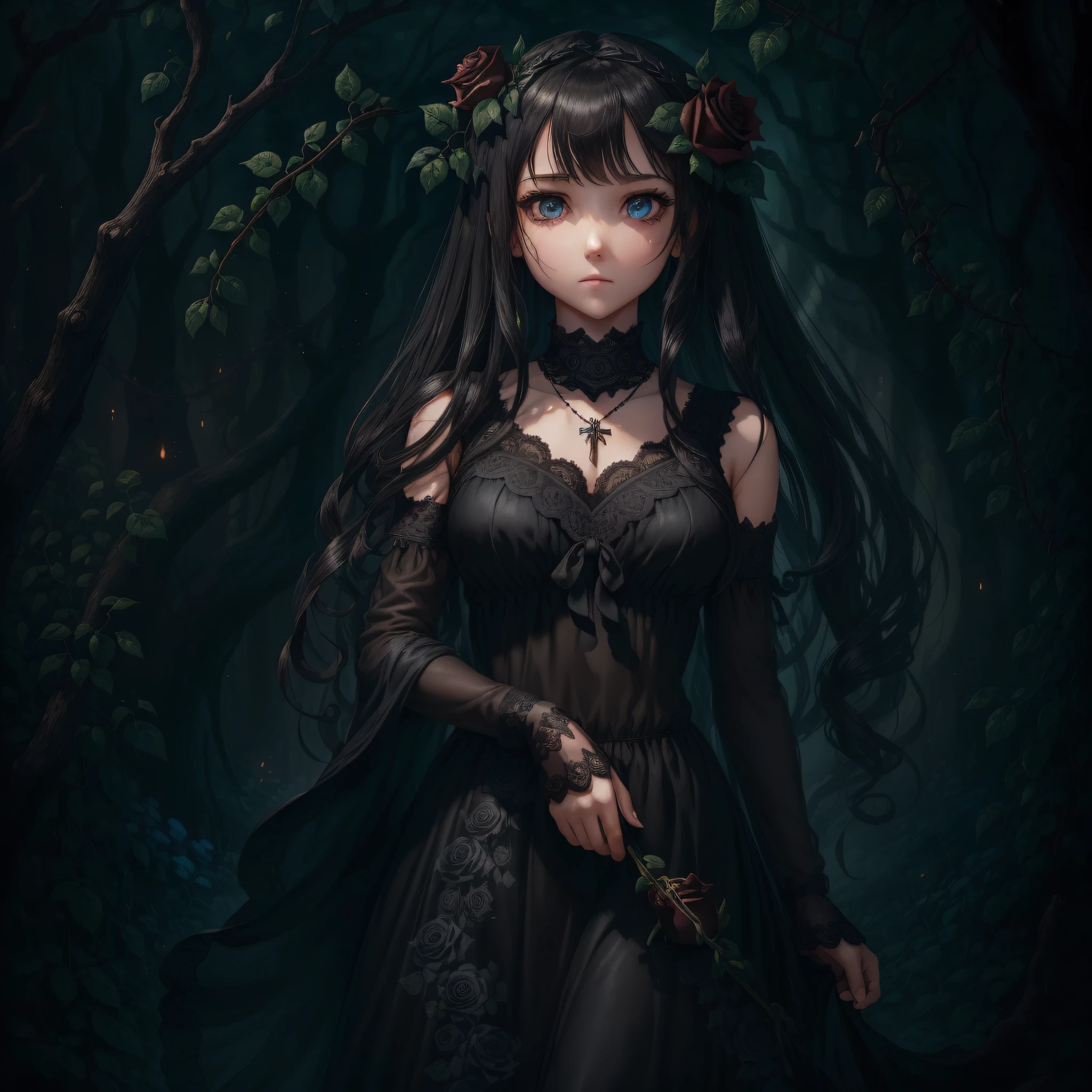 ((Masterpiece)), ((Best Quality))), ((Ultra Detailed)), ((Inset)), ((Black Long Straight)), Lens Glow, Depth of Field, Baby, Shy Expression, Brunette Hair, Chiffon Dress, Hair Flower, Cross Necklace, 5 Fingers, flat_chest, {{{Masterpiece}}, {{{Best Quality}}}}, Illustration, {{Beautiful Detail Girl}}}, {{Black Magic}}, Solo, (((Beautiful Detail Lighting))), Beautiful Detail Eyes, ((((((black long straight))))),{{{Beautiful detail dress}}},midriff,{{girl}}},(((Dark side))))),{{{{Bust}}},{{{watercolor_(medium)}}}}},All Black Bloomers,Flowers,Hollow Eyes,Hollow Night,Hollow Knight,{{{{Chain}}}}}},Dark Souls,Deep Sea Ship,Deep Darkness,Darkness,{{{Girl}}}}},{{{{ Small Tits}}}, Death Garden, {{{{Emotionless Eyes}}}}, {{{Cthulhu}}}, ((extremely detailed dark clouds)))), {{{Very detailed CG Unity 8k wallpaper}}}, (((Very detailed face)))), (Jitome))), (dark_persona)))), {{ruins}}, {{{{beautiful tailing shadow}}}, ((roses)), (vines), blood, ((sketches)), (painting), red rope, ((sketch)), (painting) --auto --s2