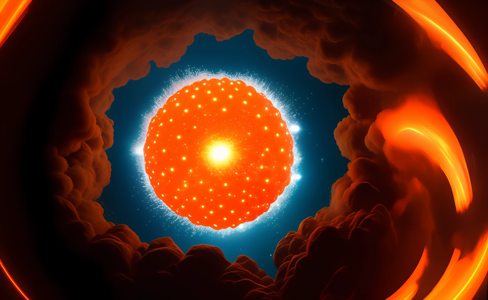 Create the big bang with orange exploding from the center of it