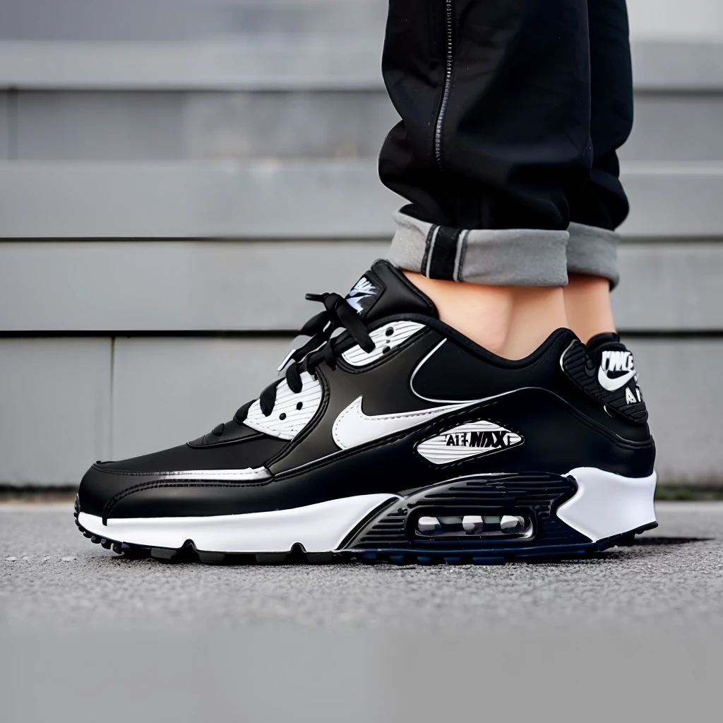 A person holding a Nike sneaker model air max 90 black black color