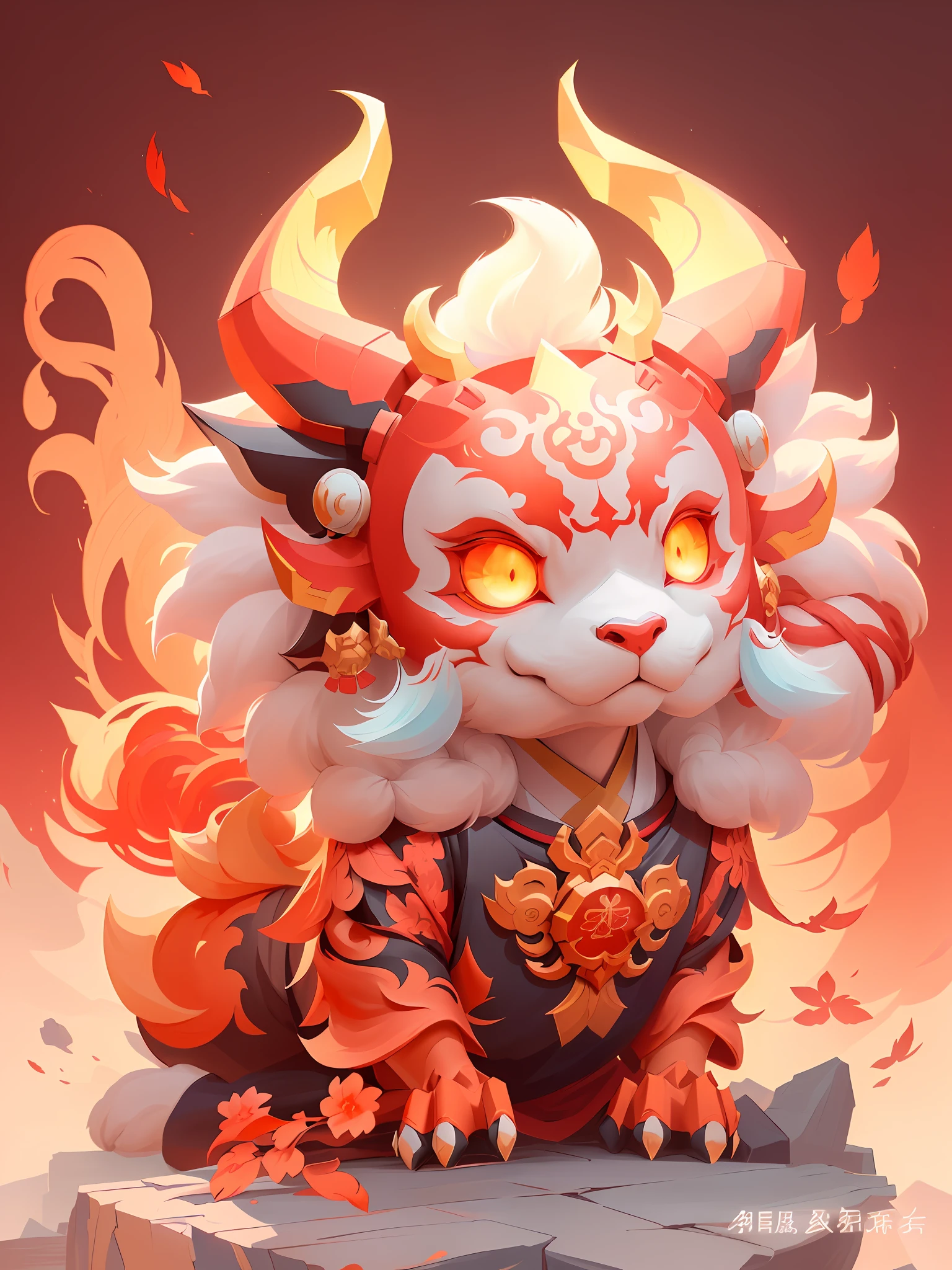 a close up of a cartoon character with a big head, onmyoji detailed art, asura from chinese myth, inspired by Pu Hua, onmyoji, polycount contest winner, super detailed color lowpoly art, chinese dragon concept art, detailed digital 2d fantasy art, cgsociety and fenghua zhong, ornate with fiery explosions