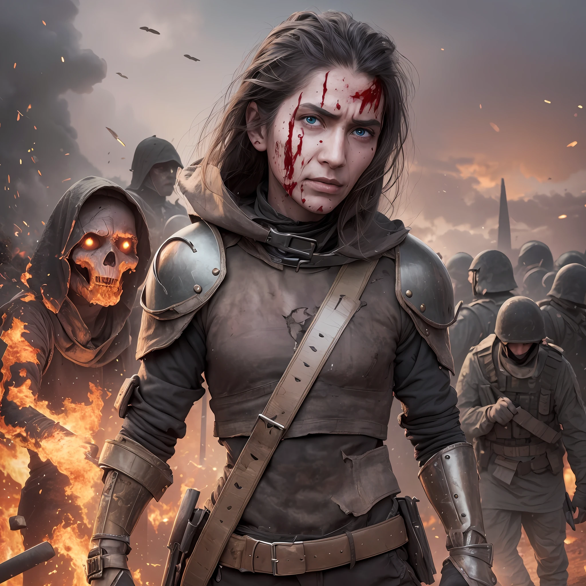 evils of the human race in realistic 4k, represent the worst possible scenarios war, famine, manipulation, racism, imprisonment through the media with a lot of blood and misery as real as possible --auto --s2