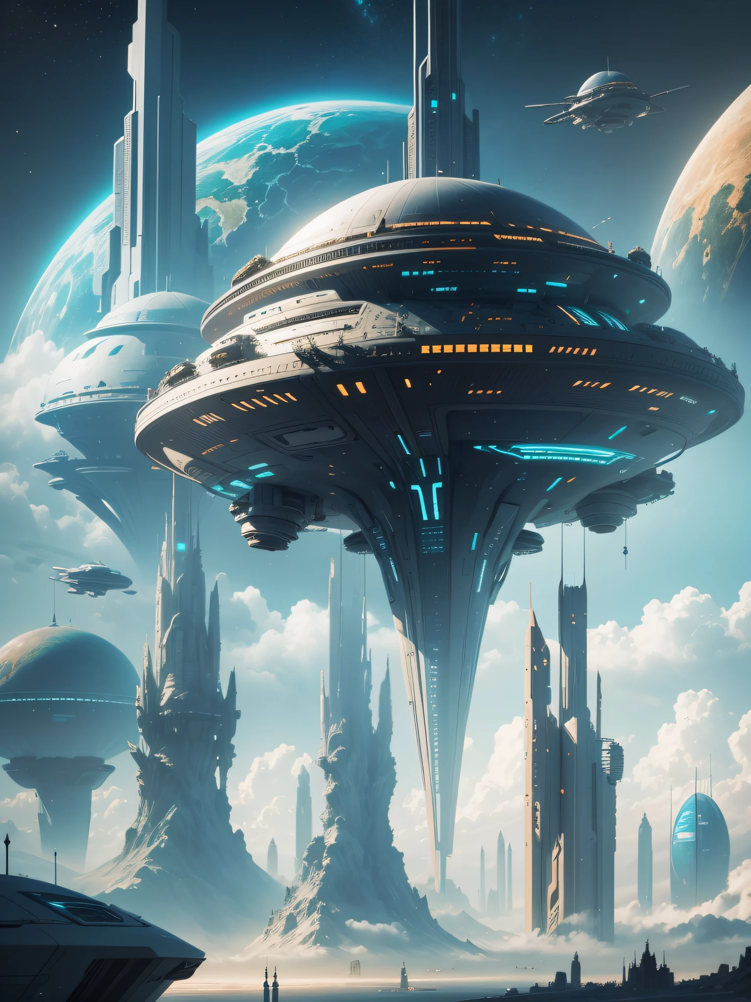 futuristic city, 24th century, universe, spaceship, space colony, futuristic society, fantasy, fantasy