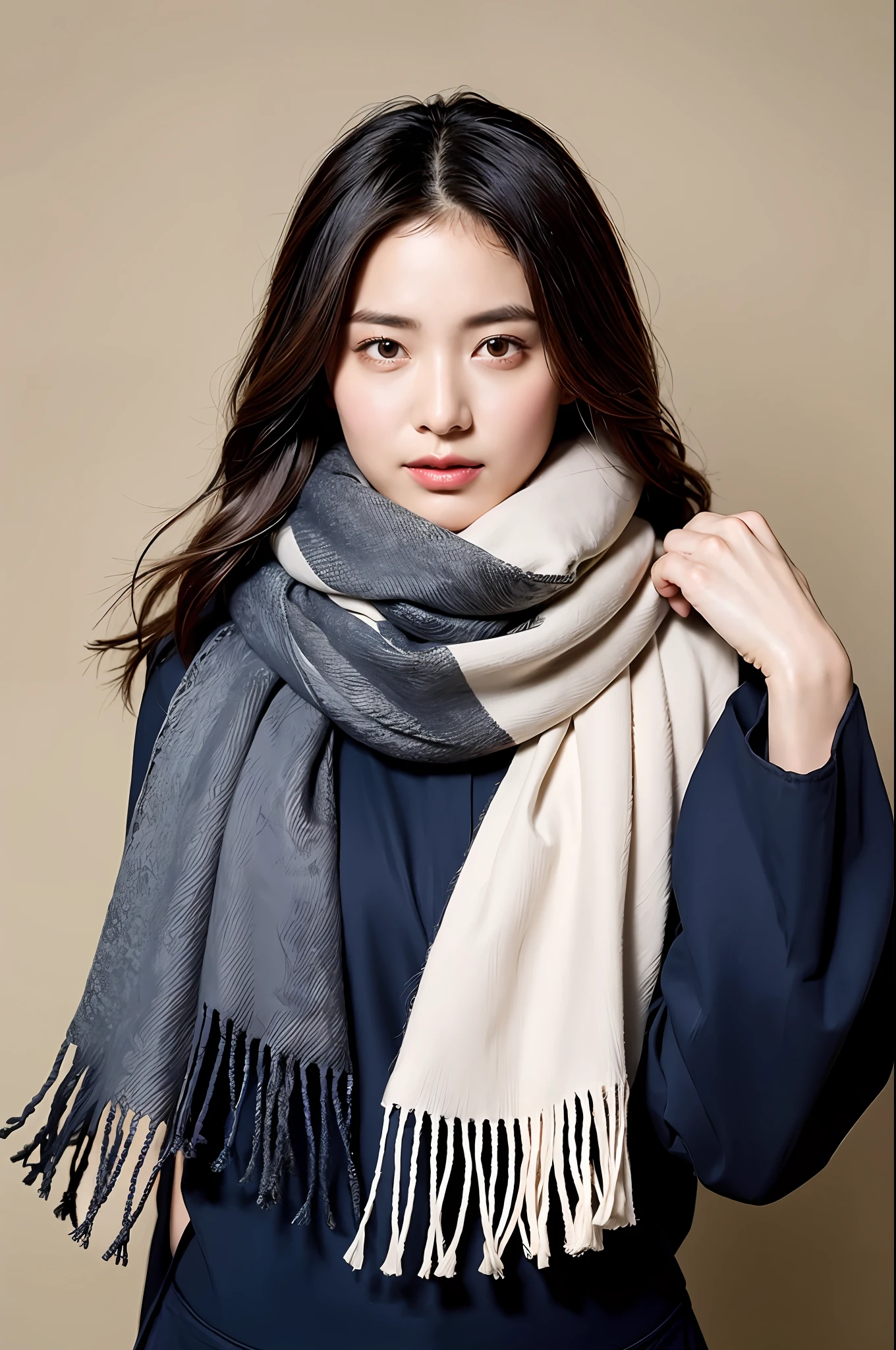 4. Shawl + scarf = increase fashion index

In addition to practical features, shawls and scarves can also add a fashion index to your outfit. Various shapes such as "fringed resort style" and "contrast closure" can make your body more layered and visually impactful. Depending on the color of your outfit, knot the cuffs around the hem or draped them over the front, then fasten them tightly.