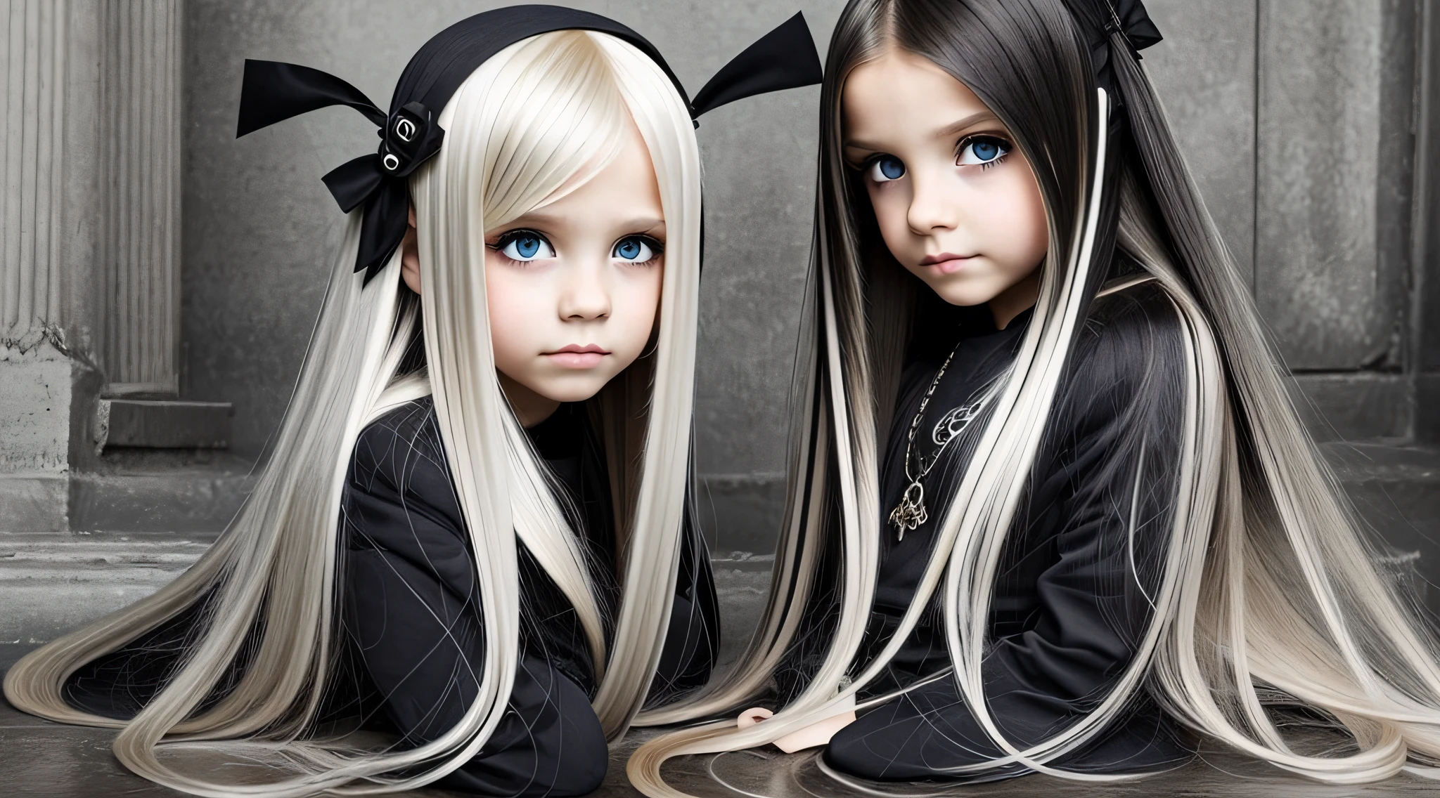 GIRLS CHILDREN, BLONDES WITH VERY LONG STRAIGHT HAIR GOTHS