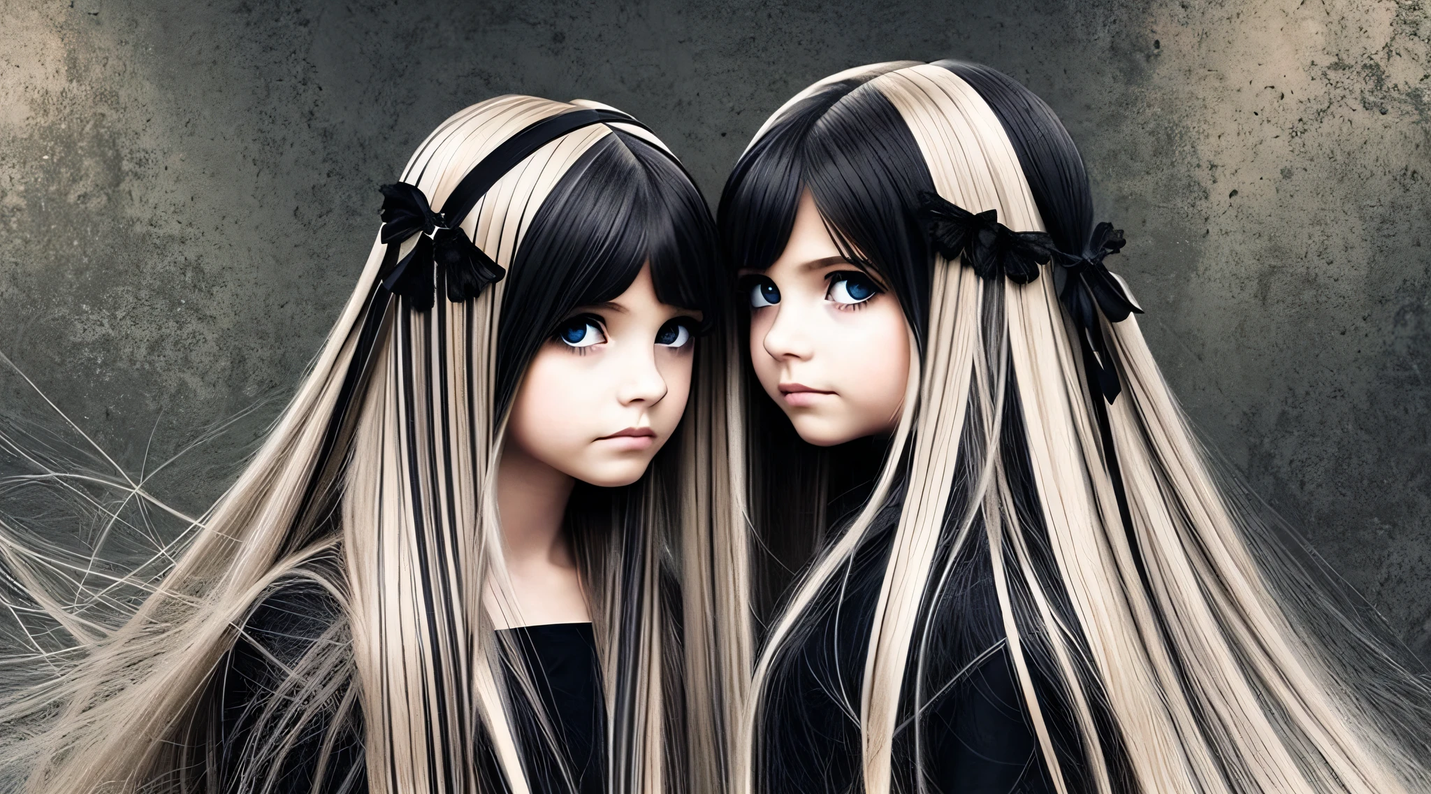 GIRLS CHILDREN, BLONDES WITH VERY LONG STRAIGHT HAIR GOTHS