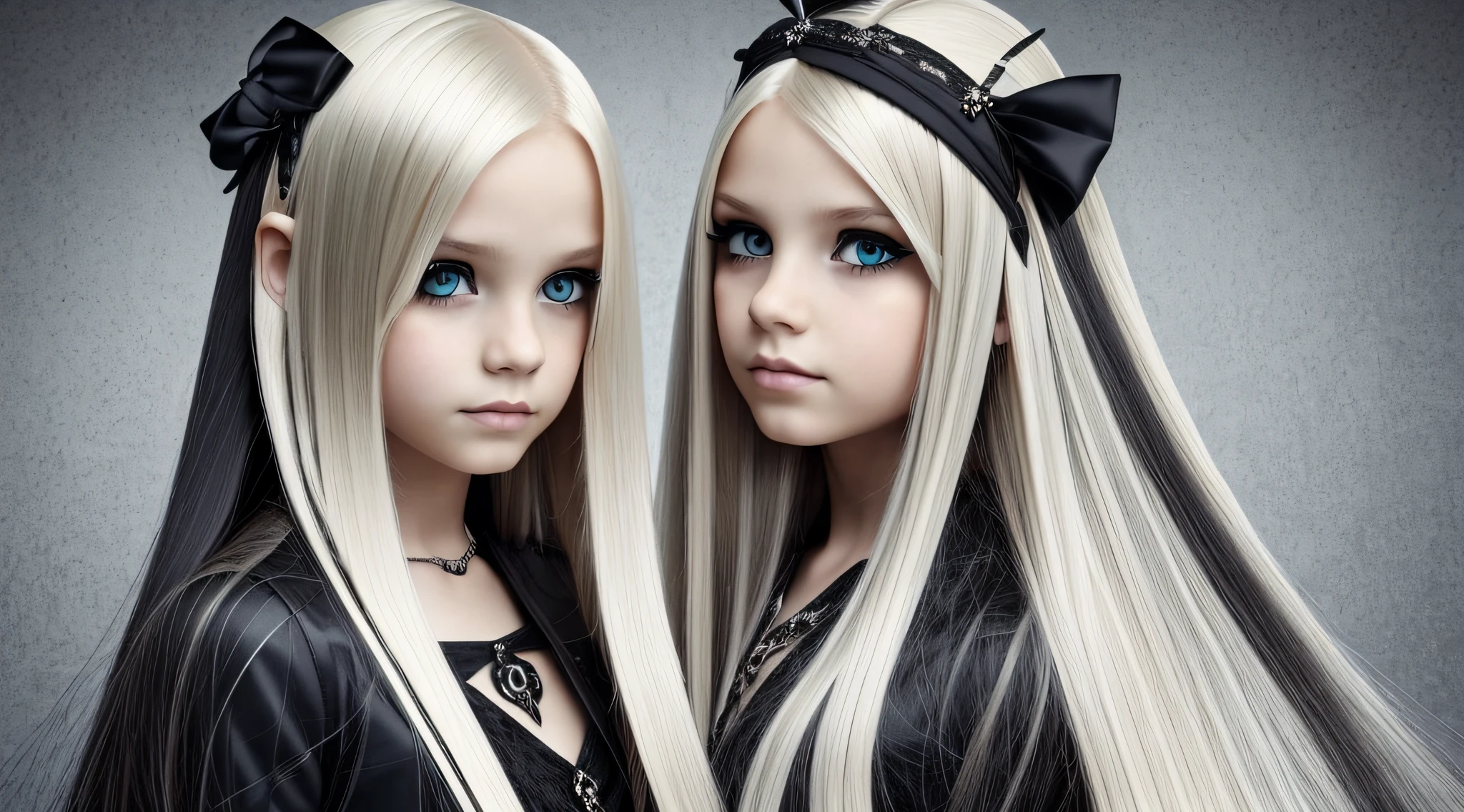 GIRLS CHILDREN, BLONDES WITH VERY LONG STRAIGHT HAIR GOTHS