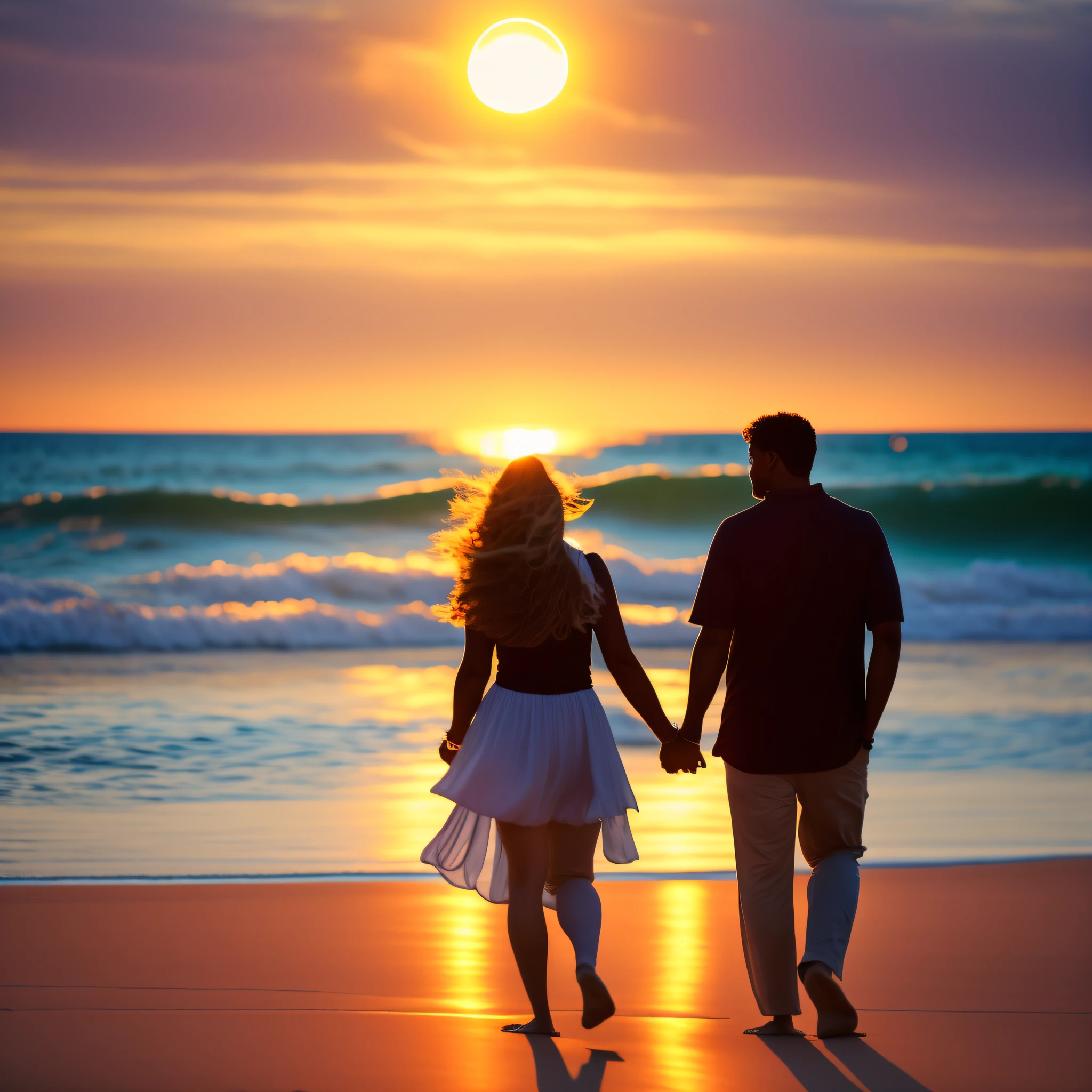 they are walking on the beach holding hands, gorgeous romantic sunset, romantic couple, walking together, couple walking hand in hand, romantic!!!, on the beach during sunset, on the beach at sunset, romantic, man and woman walking together, at the beach on a sunset, walking on the beach, couple, standing on the beach at sunset, walking on the sand