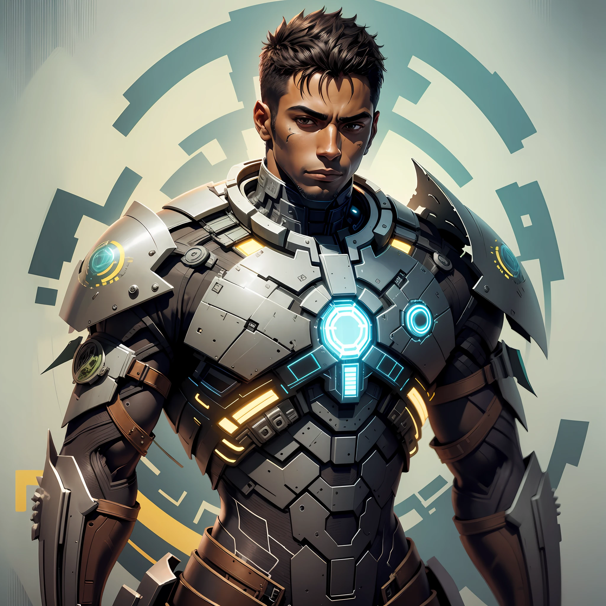 Create an image of a Brazilian man, slightly dark skinned, short hair, wearing a superhero armor based on the game Deadspace --auto --s2