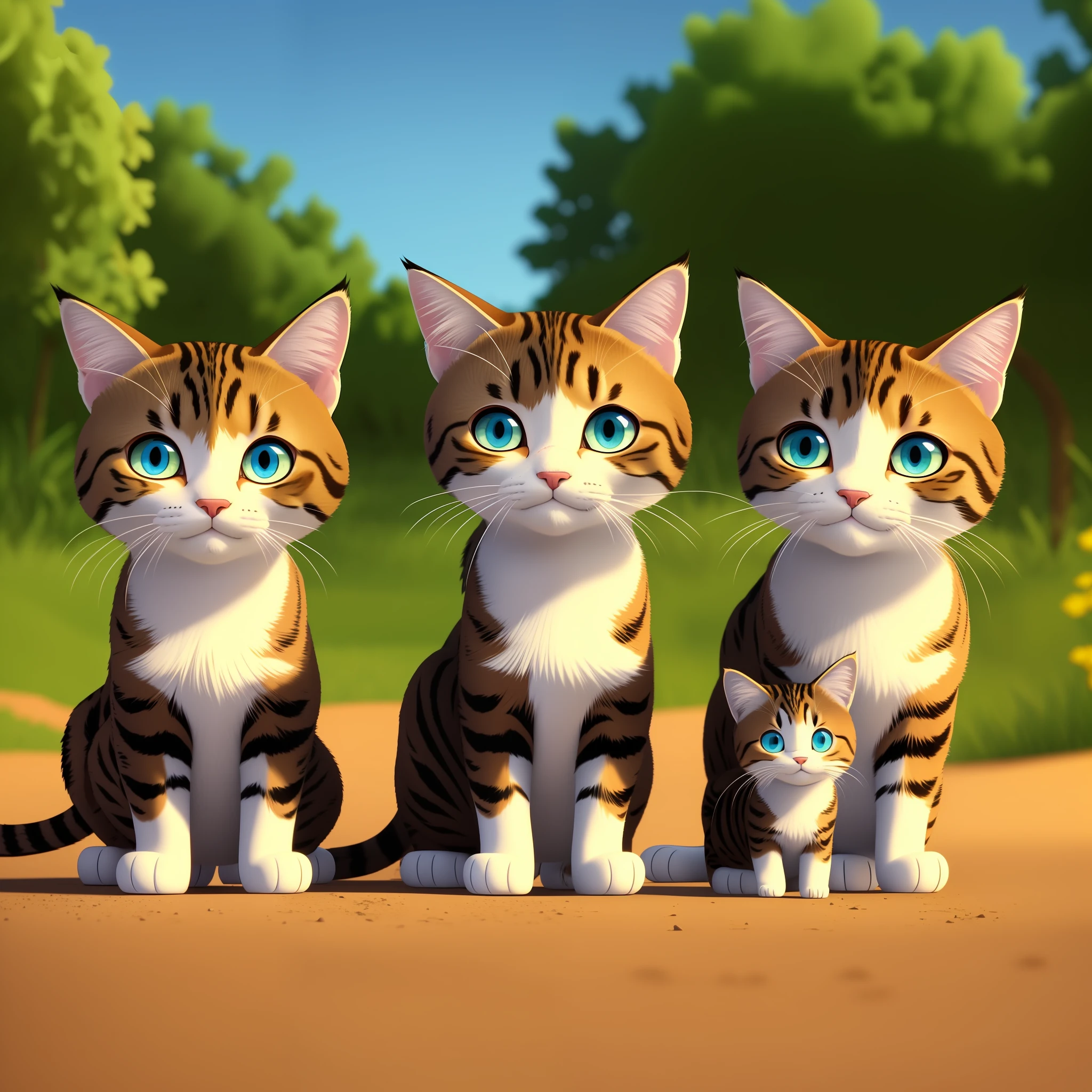 Pixar style, three cute cats, discover an empty land --auto --s2