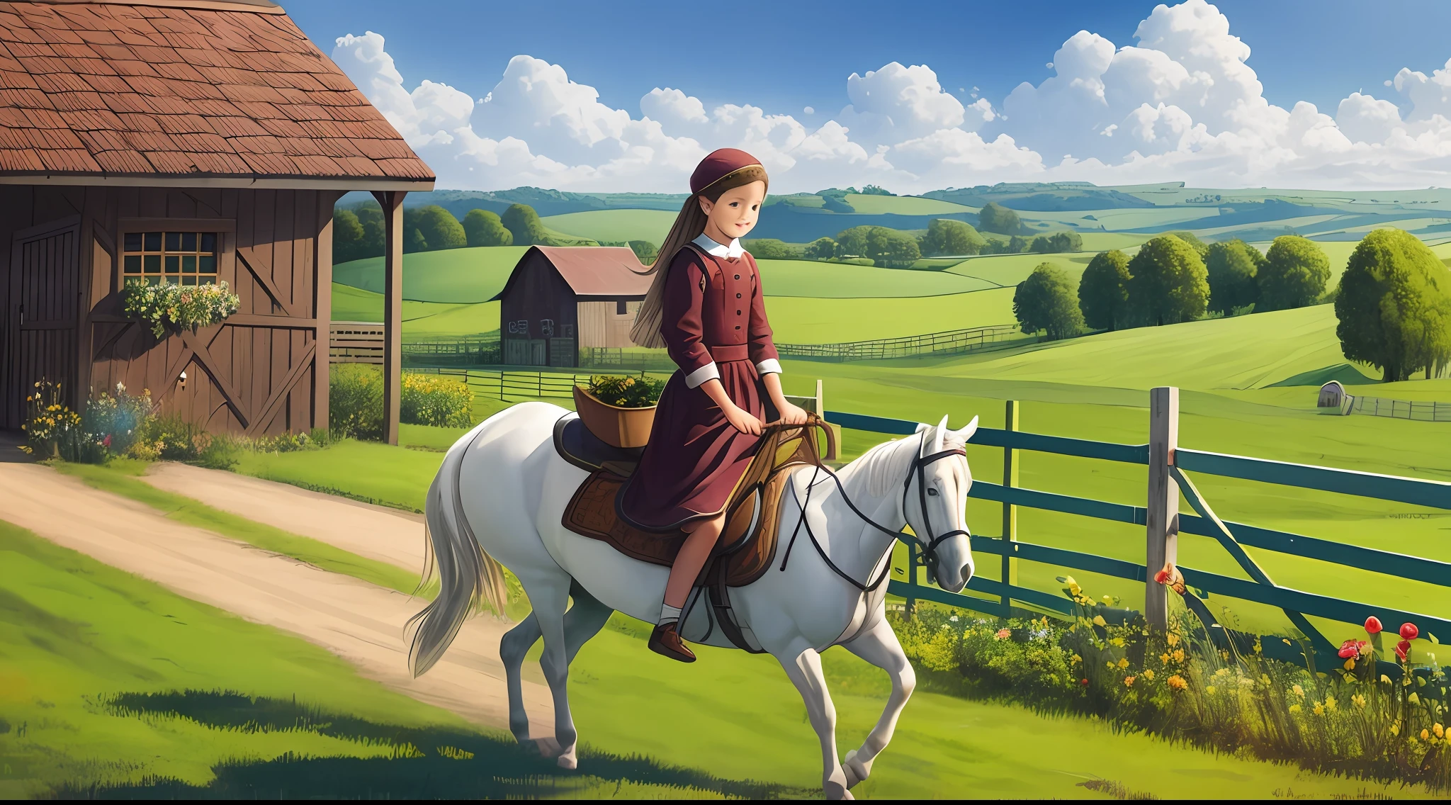 The Arrival at the Farm
White horse, 10 year old girl, Farm, Spring, e-book, child, child, child,story,happy,beautiful