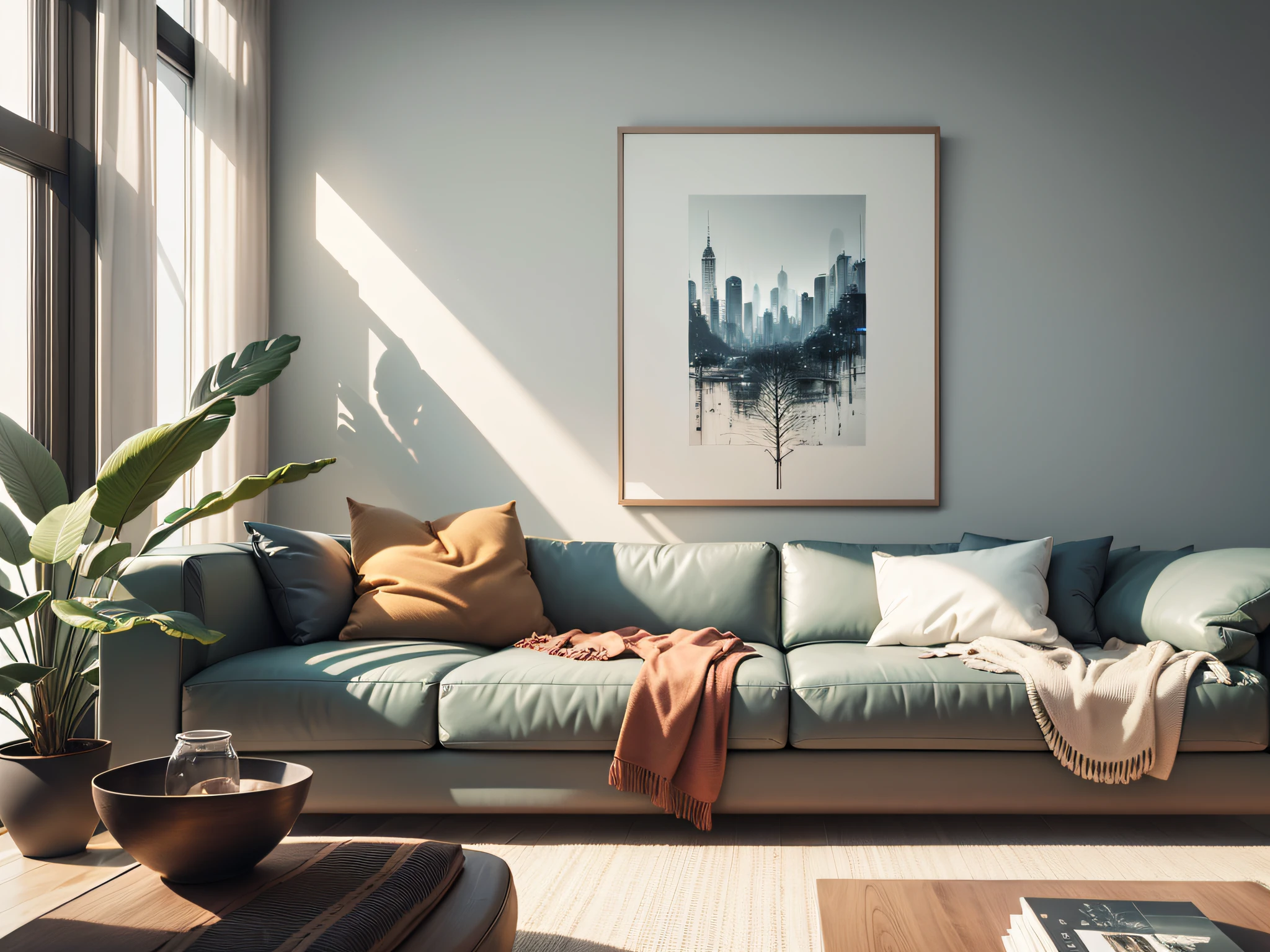 8k, high quality, best picture quality, master works, modern, simple, indoor, early morning, sofa, modern furniture, modern decoration, model house, product renderings --auto --s2