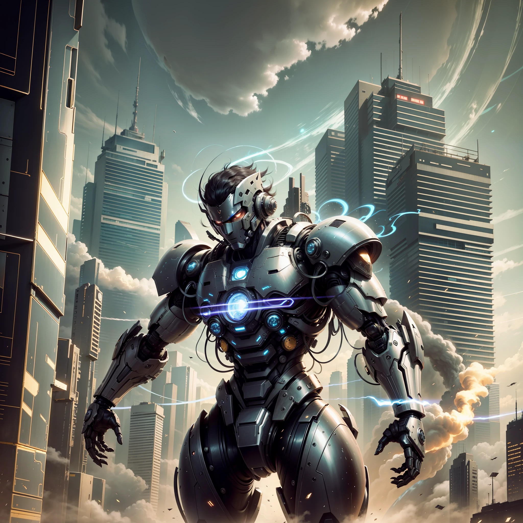 black hair, black skin, young man, Mecha, ninja, warrior, future city, Surrealism, 8k, super detail --auto --s2