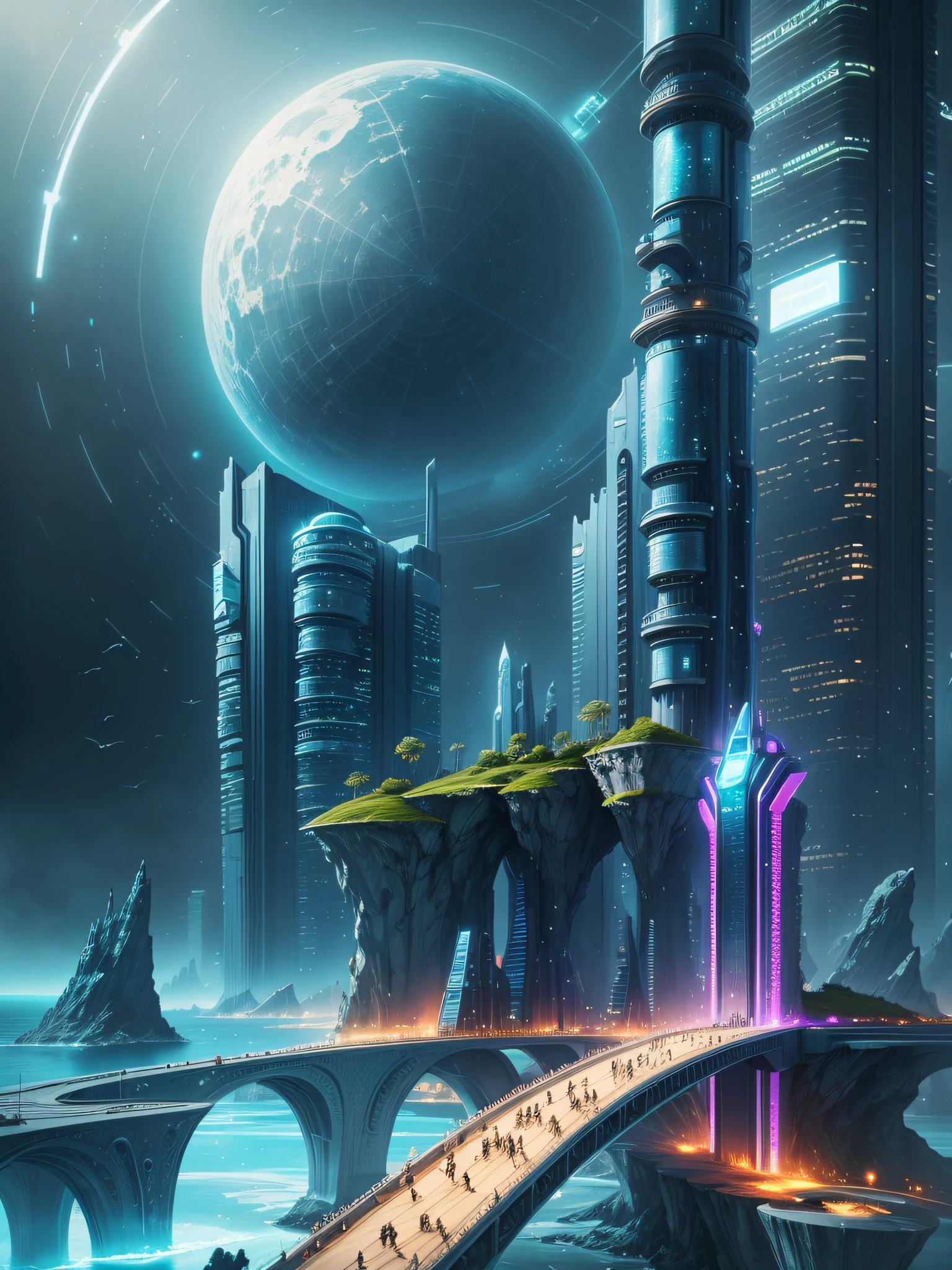 futuristic city, 24th century, fantasy, fantasy, arctic, sea