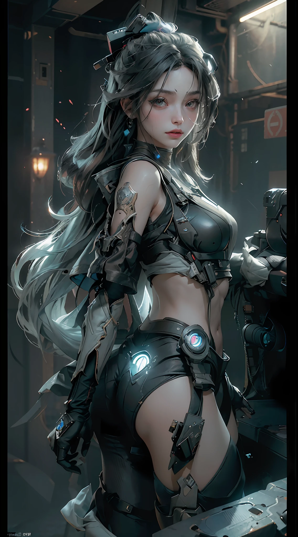 ((Best quality)), ((masterpiece)), (detailed:1.4), 3D, an image of a beautiful cyberpunk female,HDR (High Dynamic Range),Ray Tracing,NVIDIA RTX,Super-Resolution,Unreal 5,Subsurface scattering,PBR Texturing,Post-processing,Anisotropic Filtering,Depth-of-field,Maximum clarity and sharpness,Multi-layered textures,Albedo and Specular maps,Surface shading,Accurate simulation of light-material interaction,Perfect proportions,Octane Render,Two-tone lighting,Wide aperture,Low ISO,White balance,Rule of thirds,8K RAW,