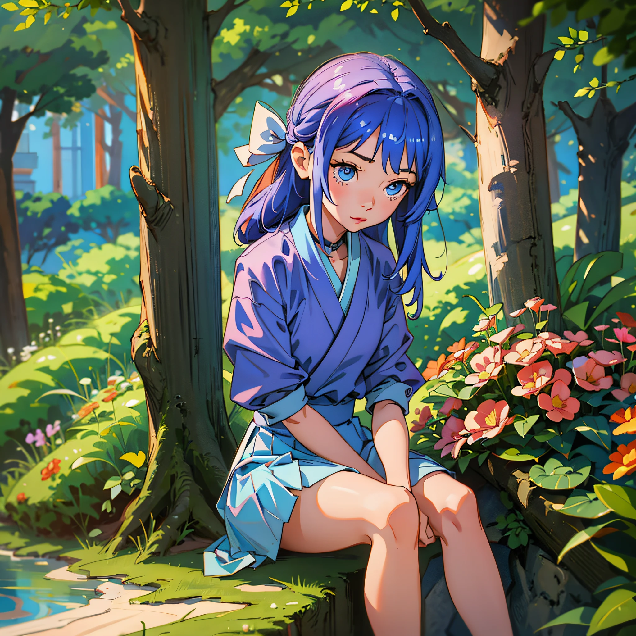 kafuu chino,solo,loli,petite,{best quality}, {{masterpiece}}, {highres}, original, extremely detailed 8K wallpaper, 1girl, {an extremely delicate and beautiful},looking through legs, blue eyes,双手靠背,双手隐藏 --auto --s2