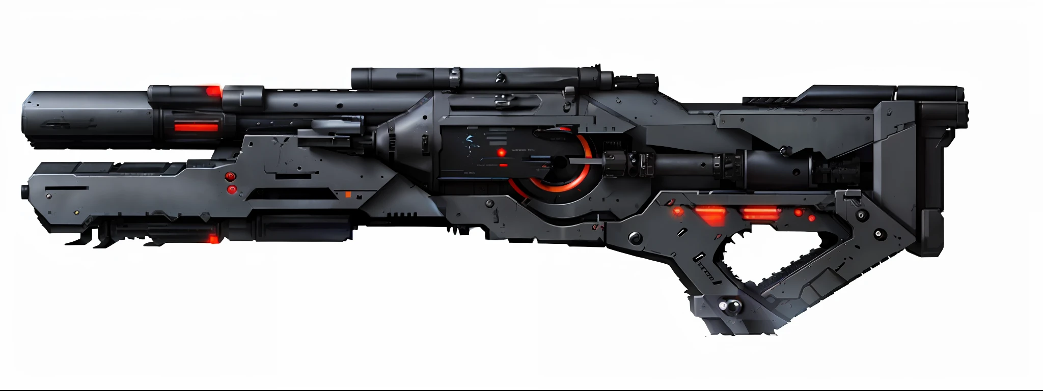 a close up of a gun with a red dot on the side, gauss rifle, futuristic weapon shotgun, weapon design, futuristic gun, weapon concept art, sci - fi weapon, futuristic pistol, realistic gun design, futuristic weapon, pulse rifle, laser rifle, weapons concept art, energy rifle, futuristic assault rifle, bolt pistol in one hand, plasma gun, pulse rifles