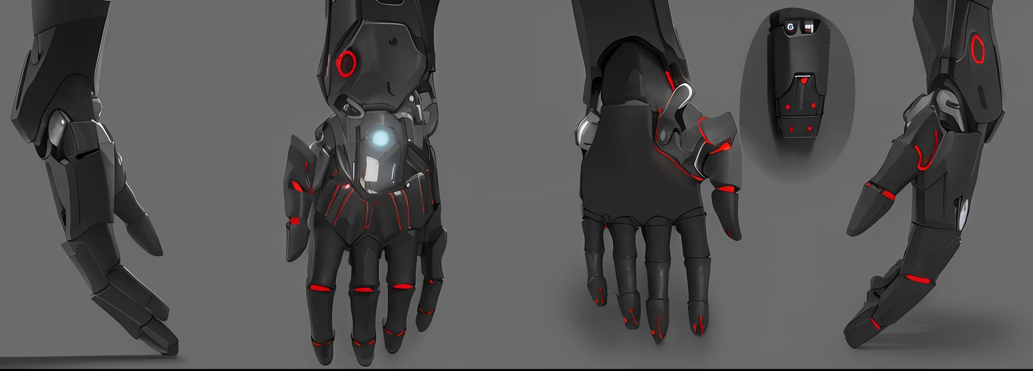 a close up of a person's hand with a red light on it, cybernetic hands, extreme hand detail, hard edges concept art, high detail concept art, hard surface concept art, cybernetic limbs, gauntlets, concept arts, concept design art, cyborg frame concept, expert high detail concept art, skin concept, mechanized art concept