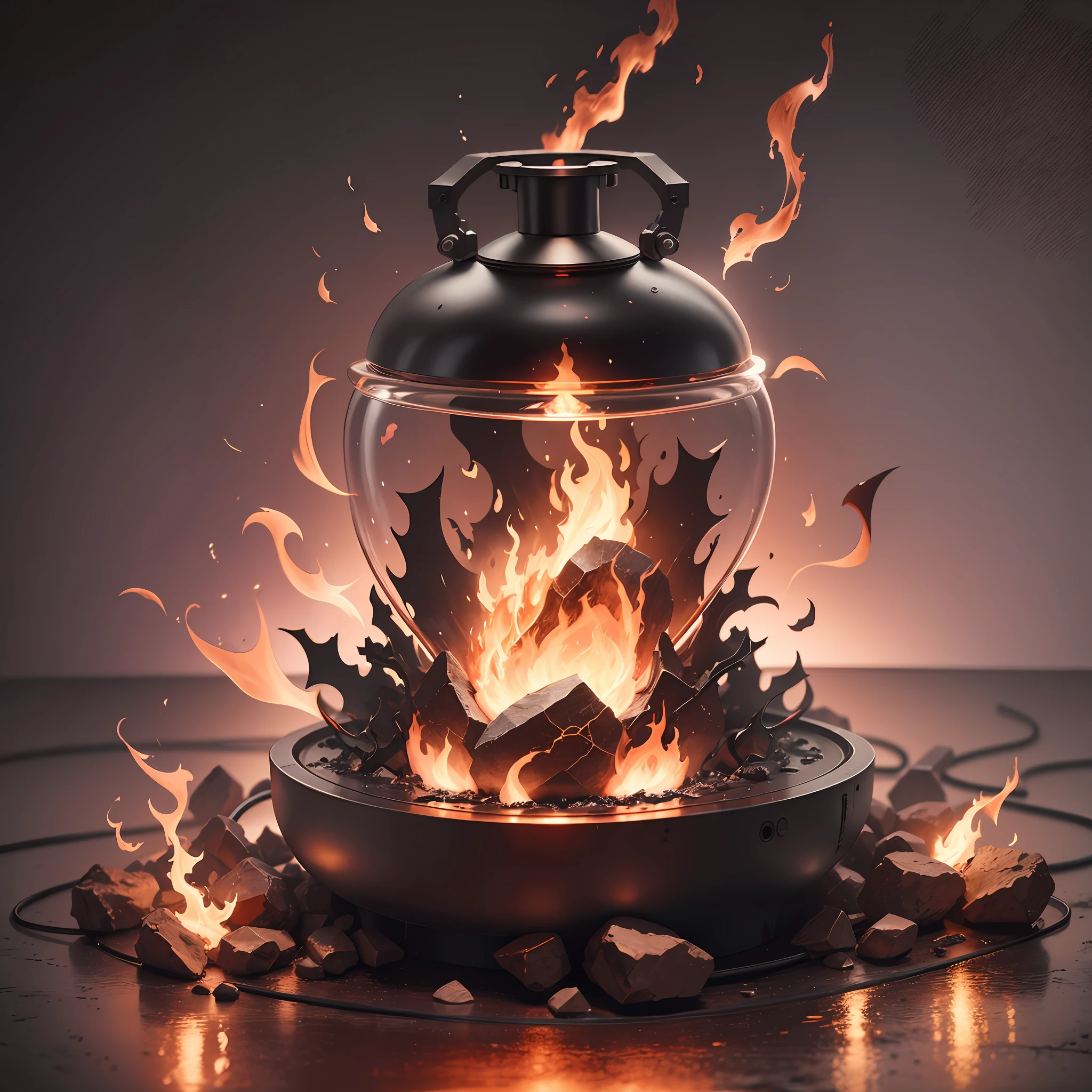 realistic heart on fire, uHD, studio lighting, flames around --auto --s2