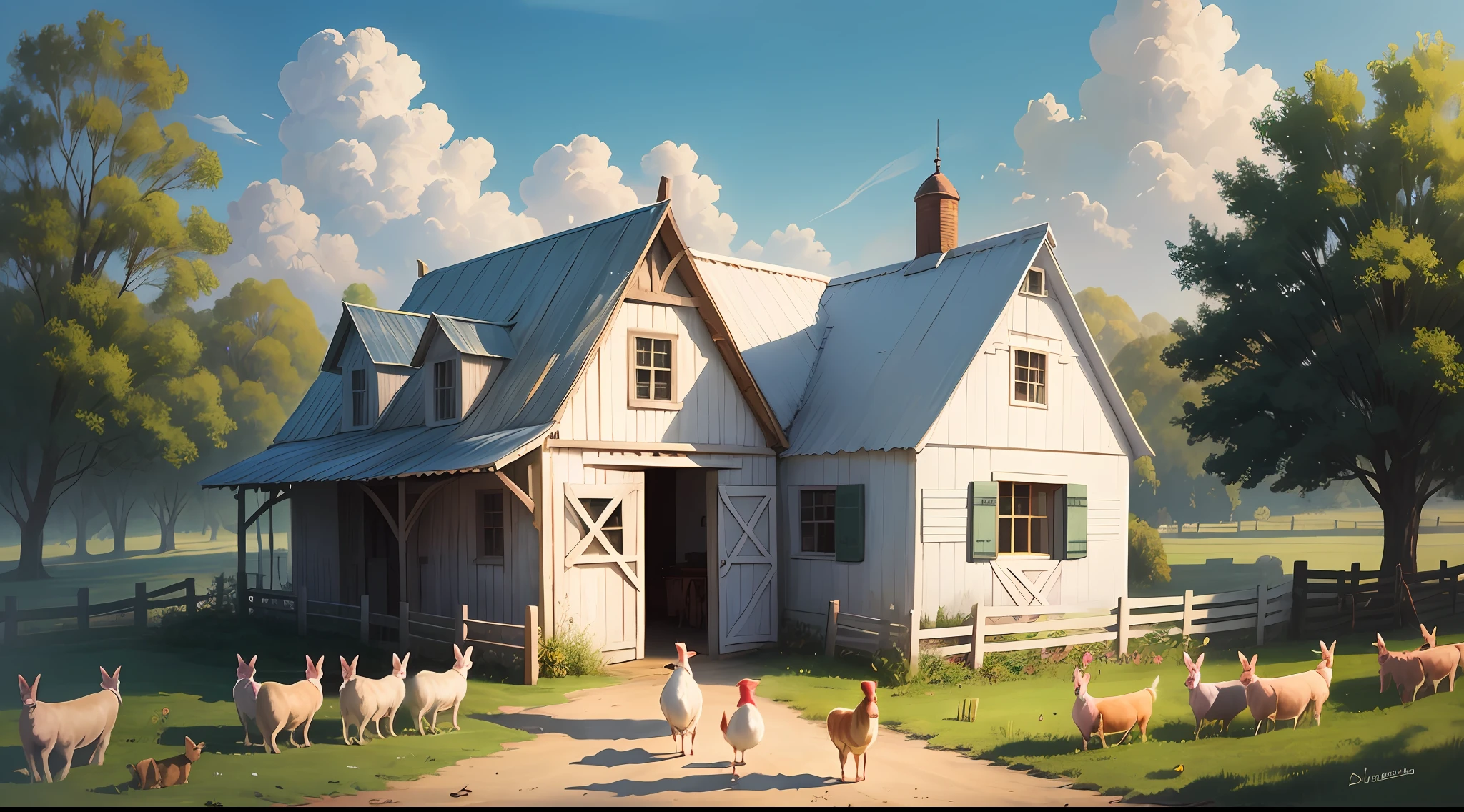 Summer Adventures
White horse, 10 year old girl, Dona Maria, Farm animals, Piggy, Duck, Rabbit, Dog, Painted Cat,farm,colorful